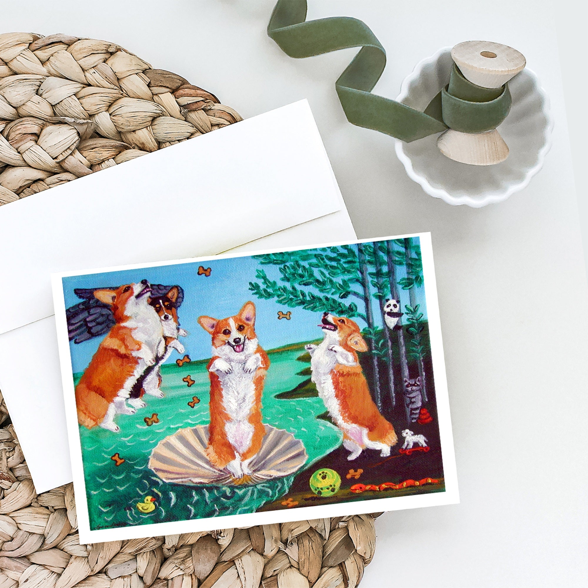 Corgi Birth Of Venus Greeting Cards And Envelopes Pack Of 8