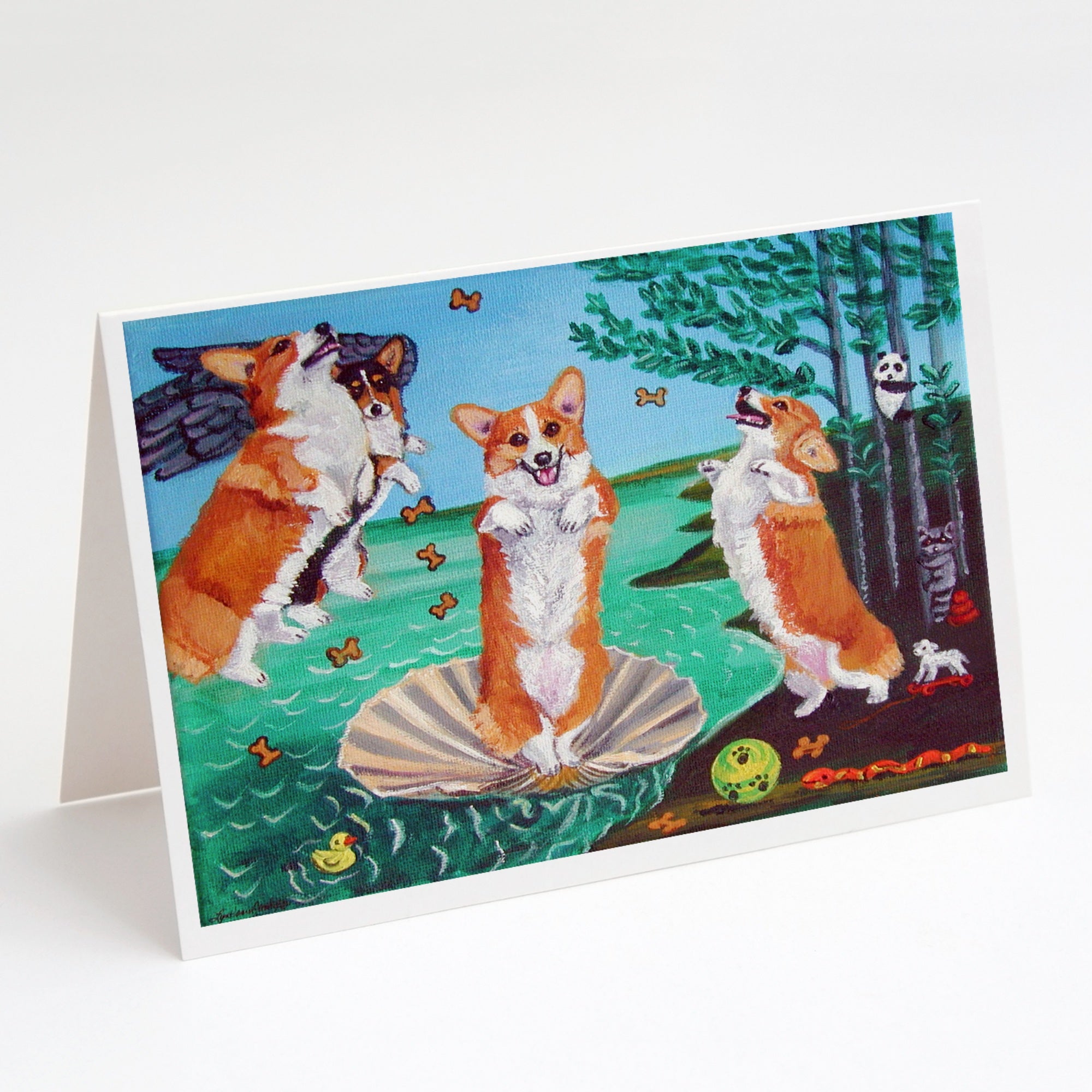 Corgi Birth Of Venus Greeting Cards And Envelopes Pack Of 8