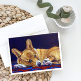 Corgi Blue Lonesome Greeting Cards And Envelopes Pack Of 8