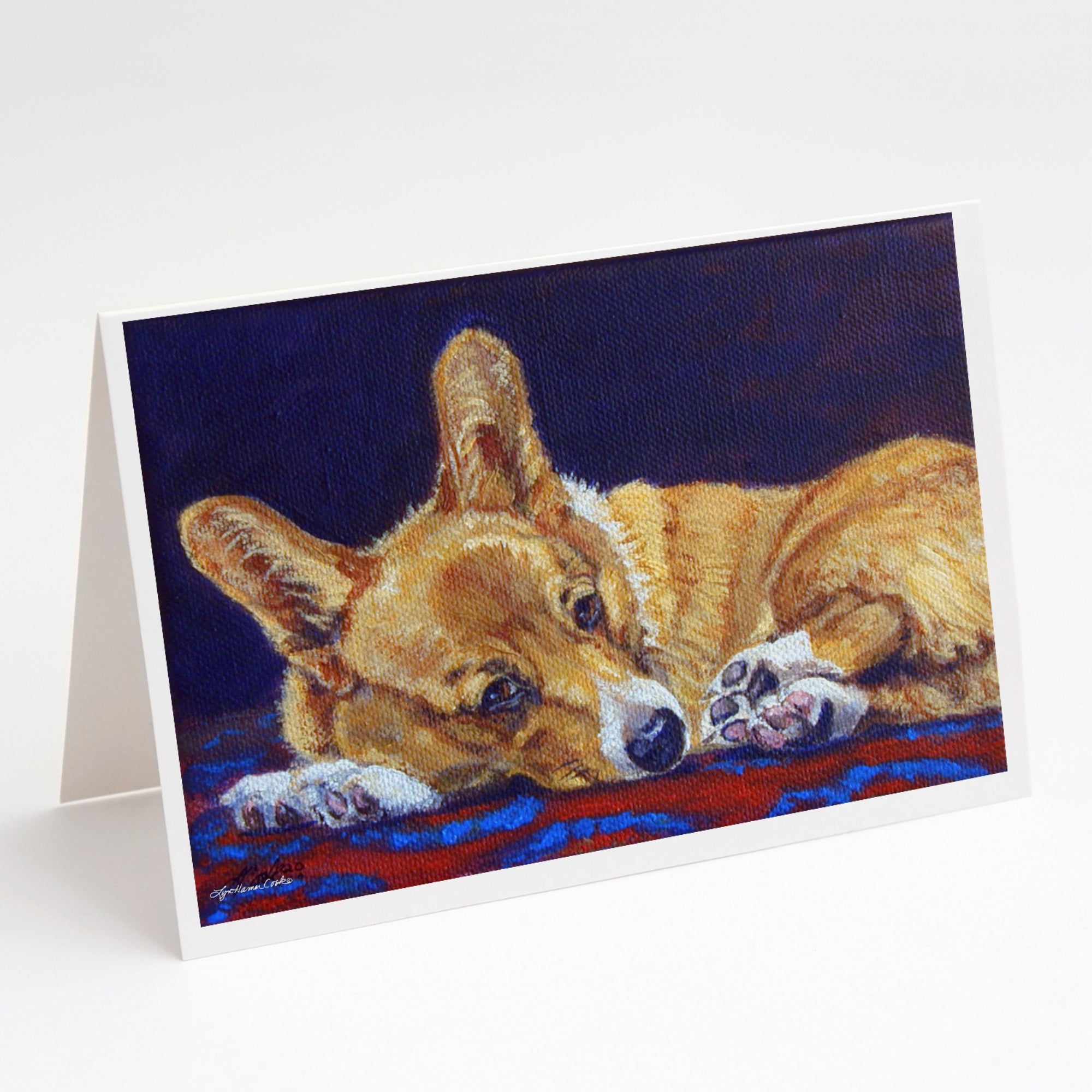 Corgi Blue Lonesome Greeting Cards And Envelopes Pack Of 8