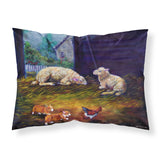 Caroline'S Treasures 7322Pillowcase Corgi Chaos In The Barn With Sheep Fabric Standard Pillowcase, Large, Multicolor