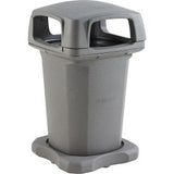 Global Industrial Plastic Outdoor Trash Can Hinged Lid 60 Gallon Gray