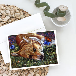 Corgi Pastel Butterfly Greeting Cards And Envelopes Pack Of 8