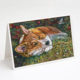 Corgi Pastel Hummingbird Greeting Cards And Envelopes Pack Of 8