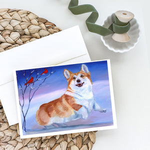 Corgi Snow Cardinal Greeting Cards And Envelopes Pack Of 8