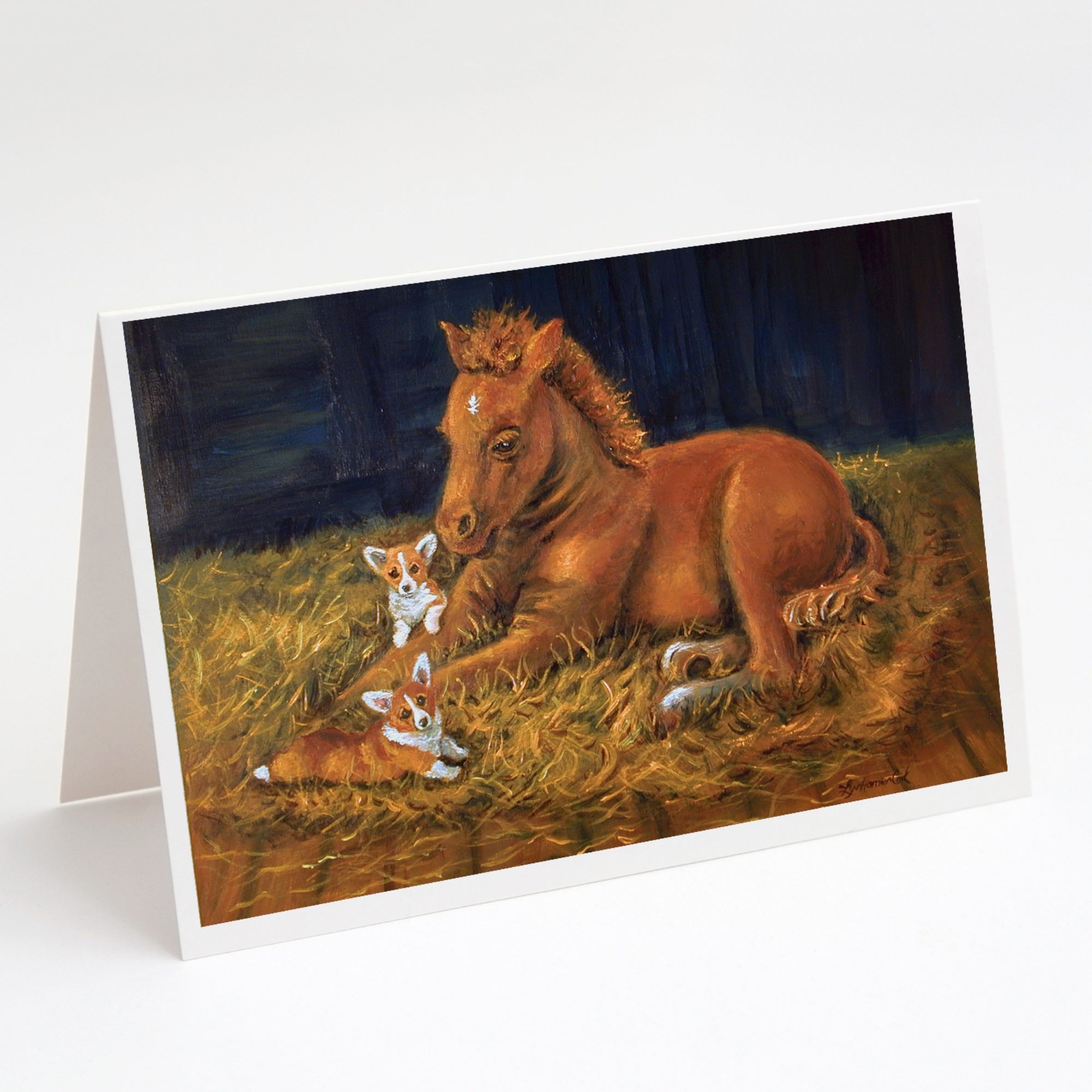 Corgi Sunrise With Colt Greeting Cards And Envelopes Pack Of 8
