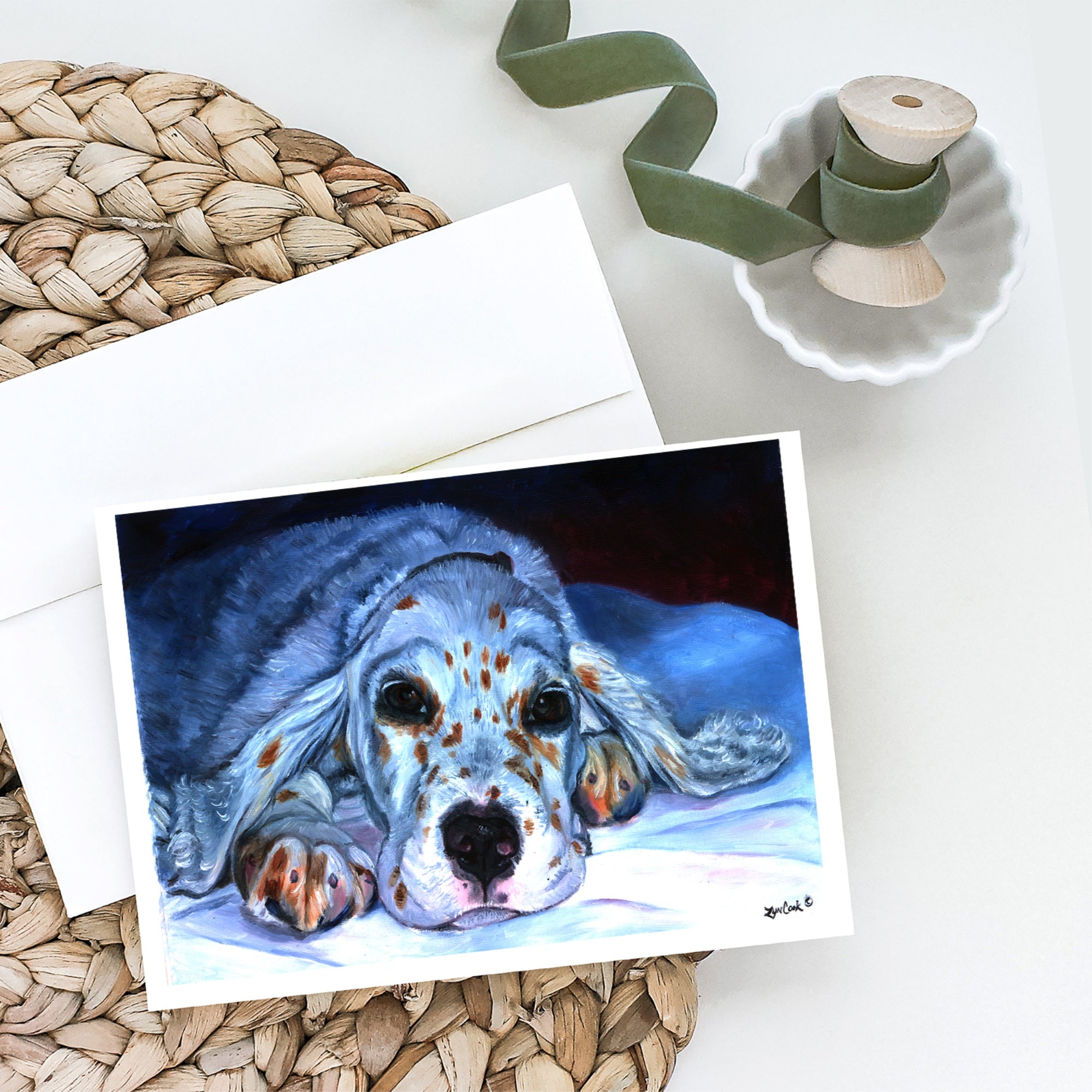 English Setter Pup Greeting Cards And Envelopes Pack Of 8
