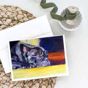 Black French Bulldog Sunny Greeting Cards And Envelopes Pack Of 8