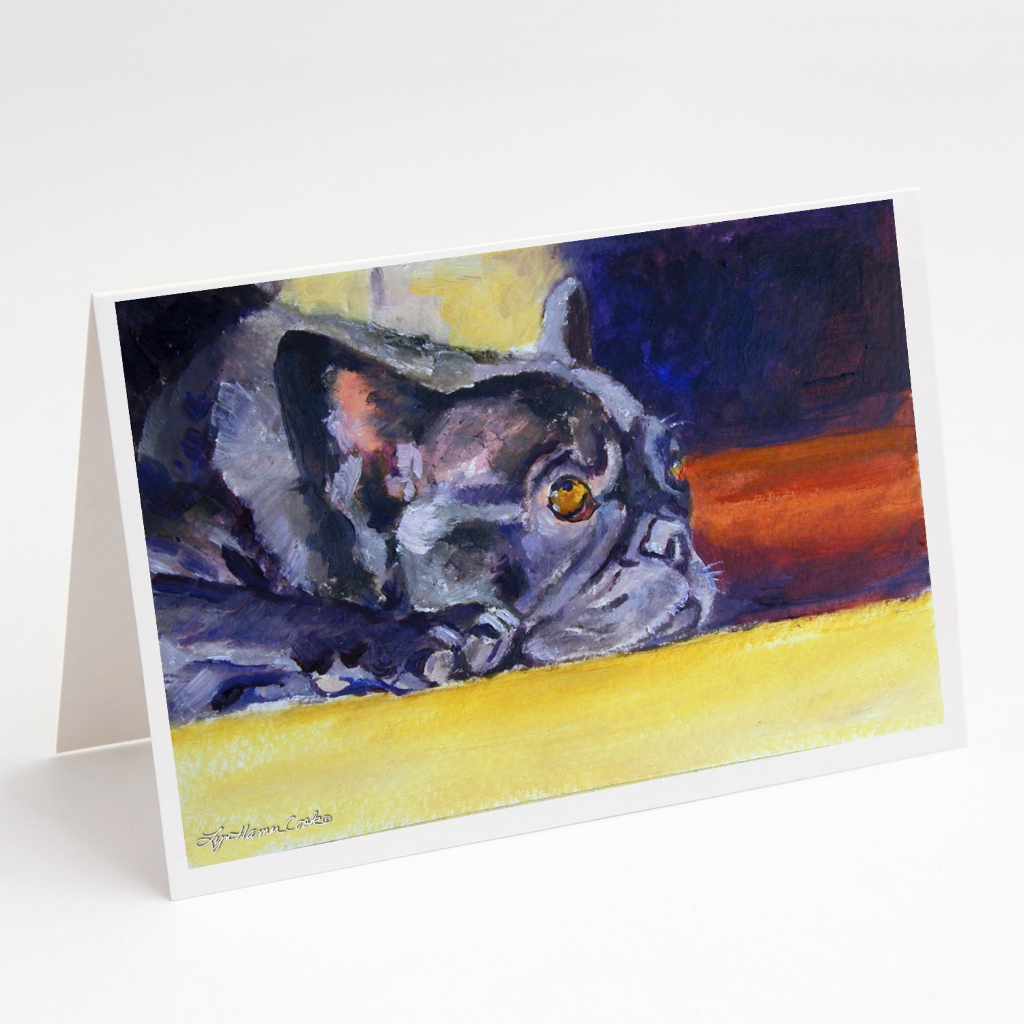 Black French Bulldog Sunny Greeting Cards And Envelopes Pack Of 8