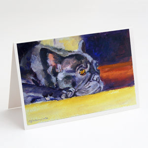 Black French Bulldog Sunny Greeting Cards And Envelopes Pack Of 8