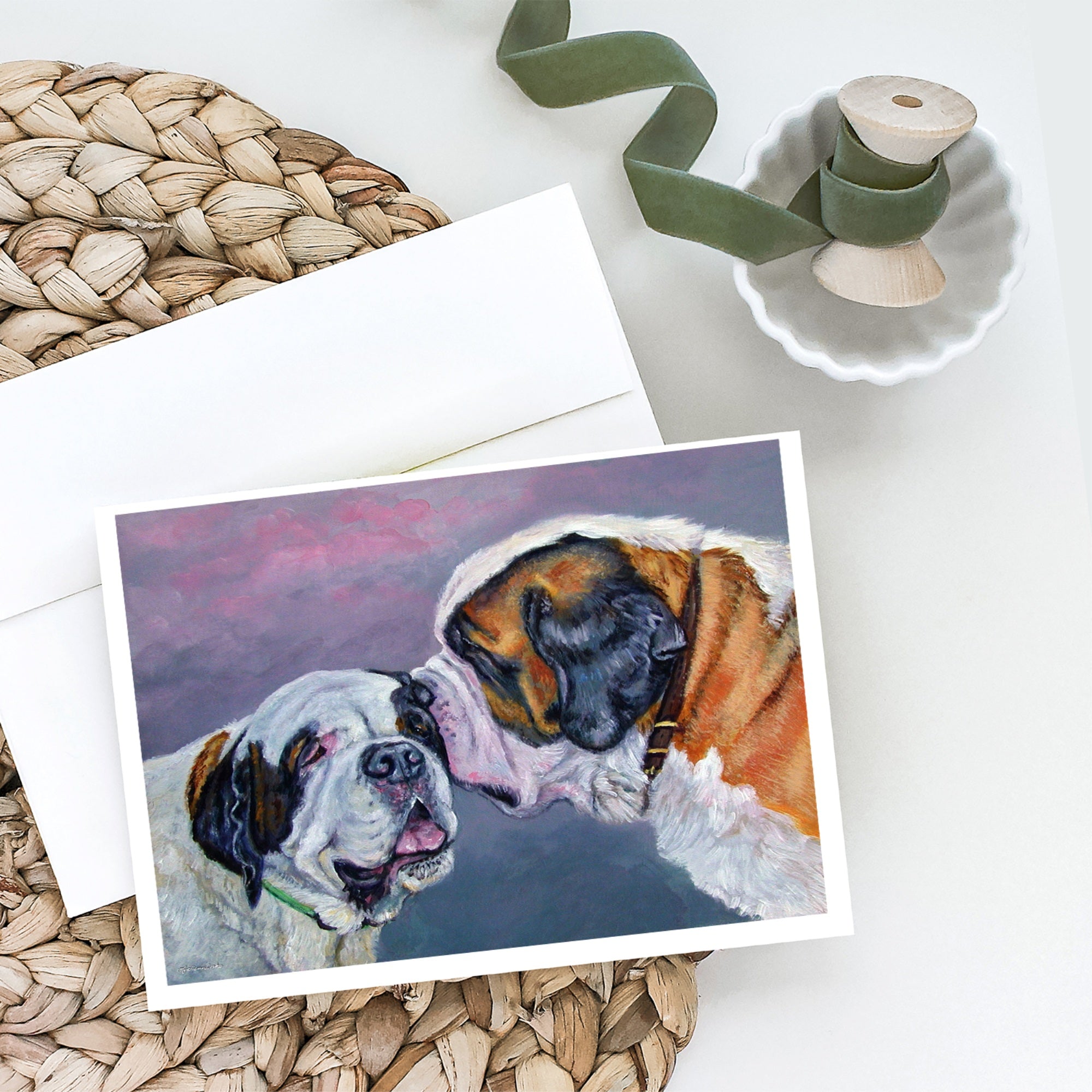 Saint Bernard Whisperear Greeting Cards And Envelopes Pack Of 8