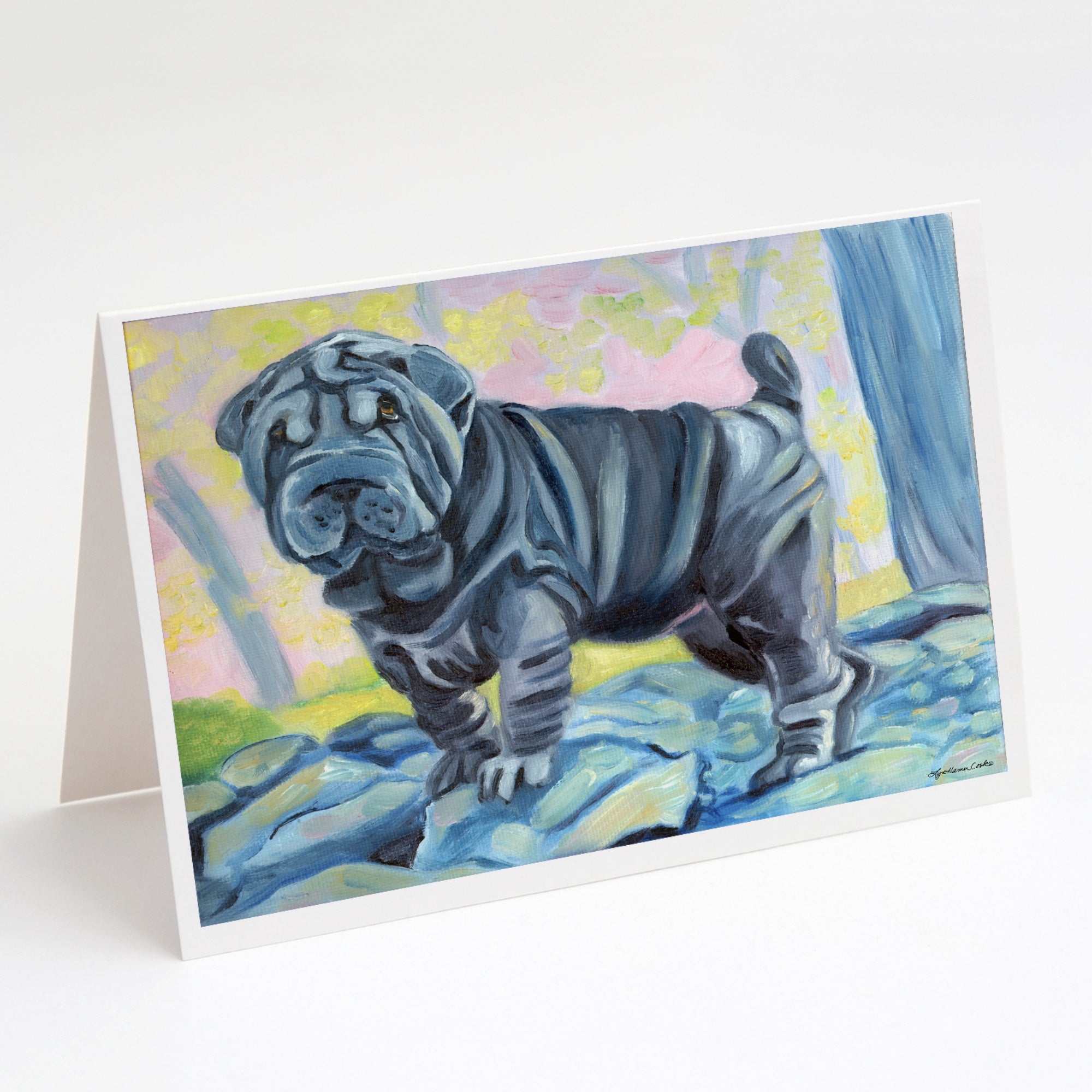 Blue Shar Pei Greeting Cards And Envelopes Pack Of 8