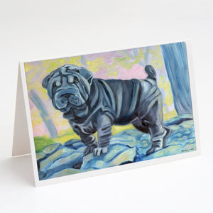 Blue Shar Pei Greeting Cards And Envelopes Pack Of 8
