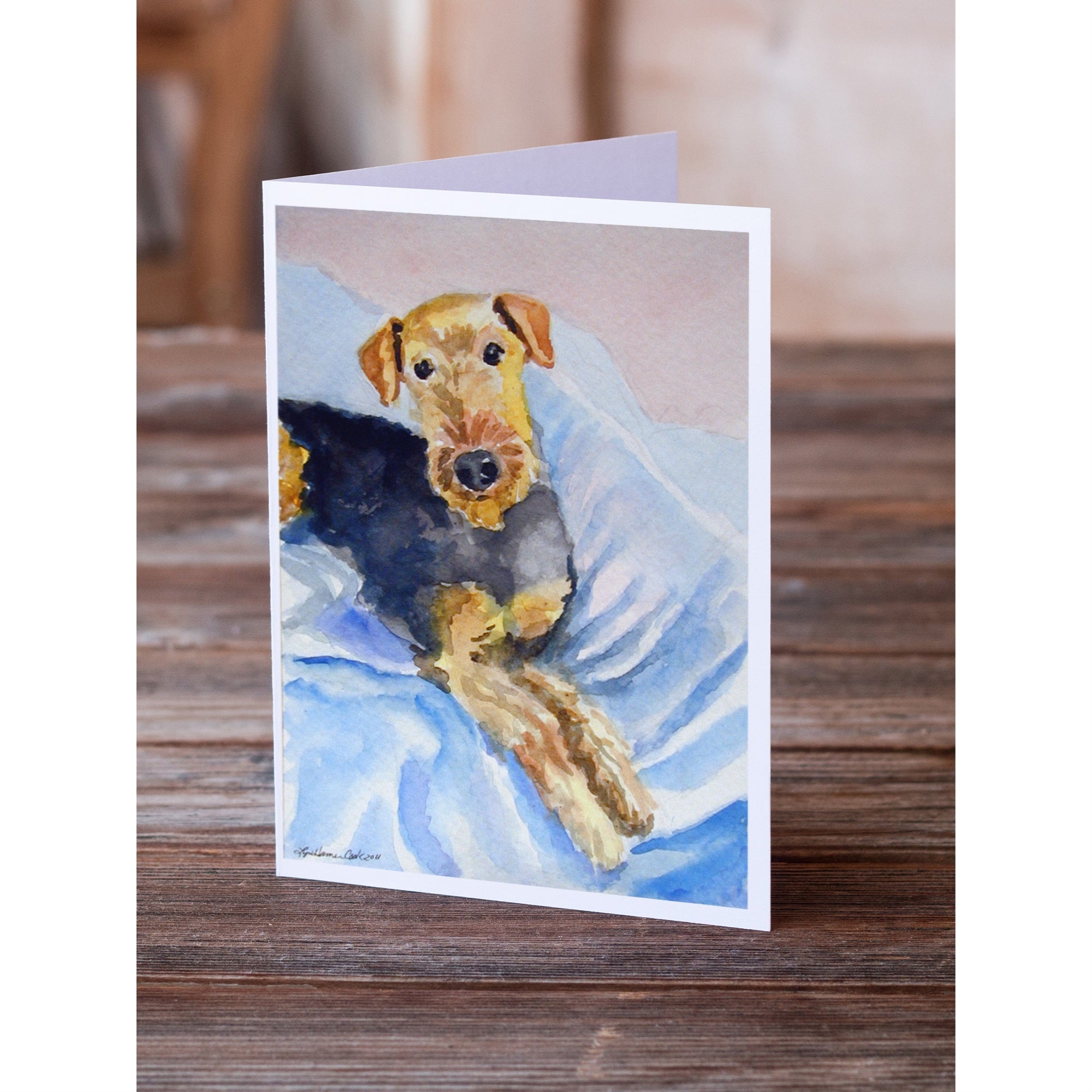 Cozy Airedale Terrier Greeting Cards And Envelopes Pack Of 8