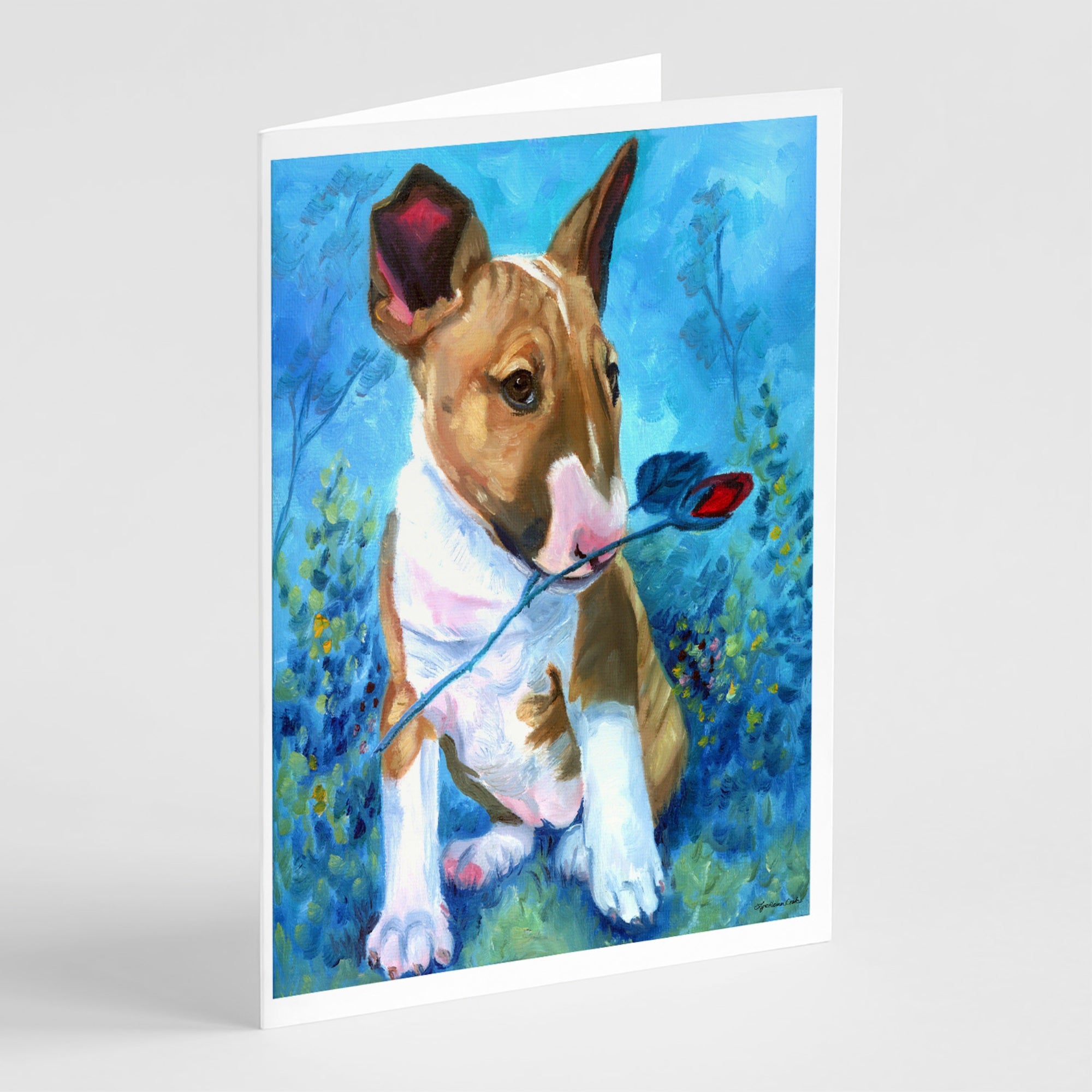Bull Terrier Rose For Mom Greeting Cards And Envelopes Pack Of 8