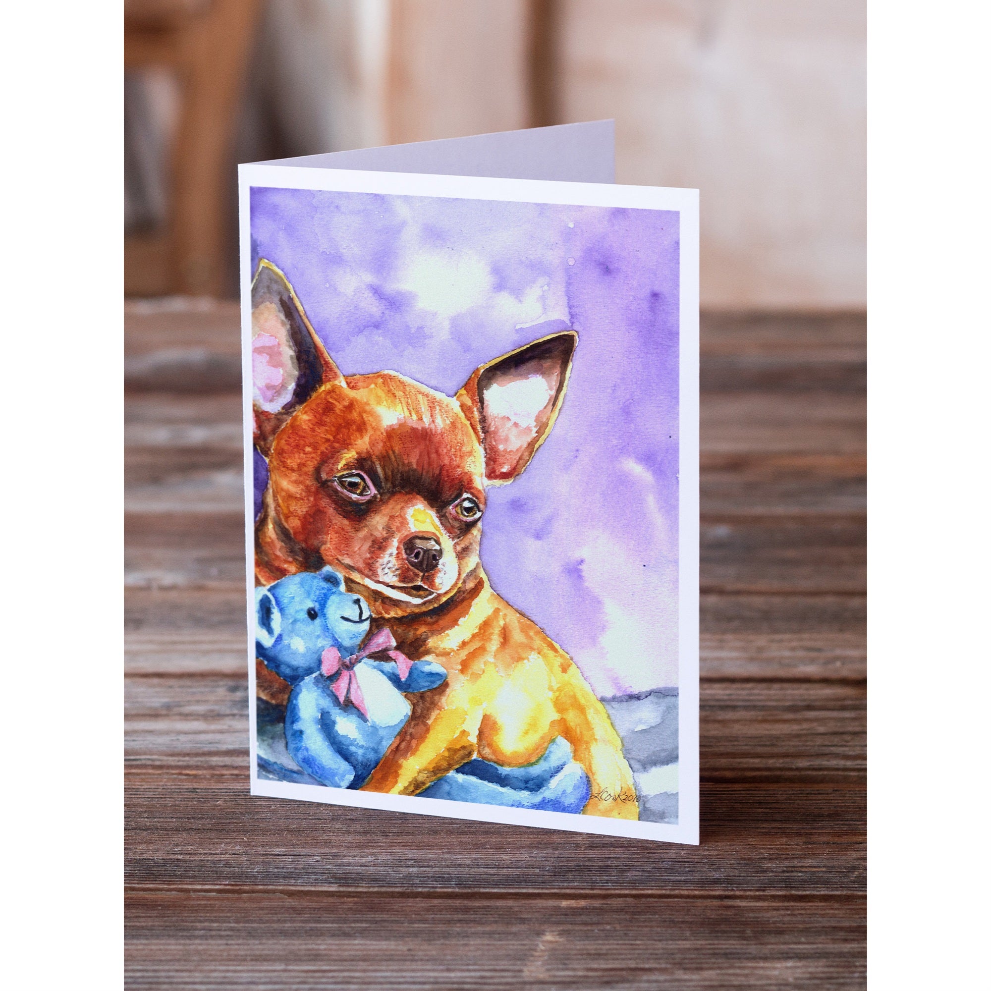 Chihuahua With Teddy Bear Greeting Cards And Envelopes Pack Of 8