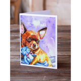 Chihuahua With Teddy Bear Greeting Cards And Envelopes Pack Of 8