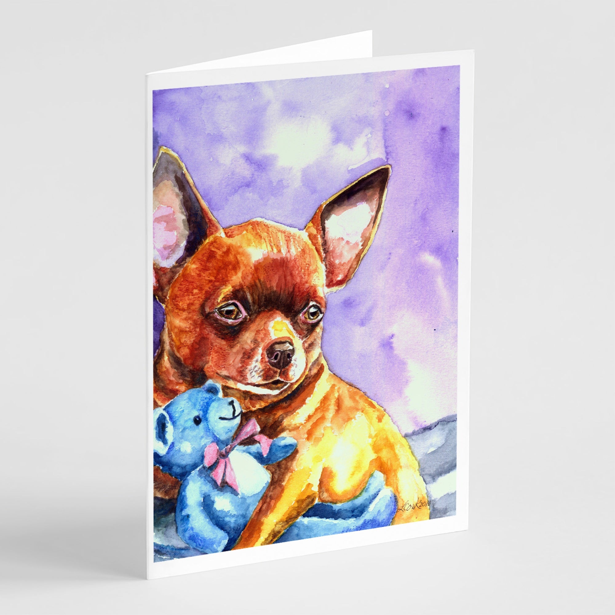 Chihuahua With Teddy Bear Greeting Cards And Envelopes Pack Of 8