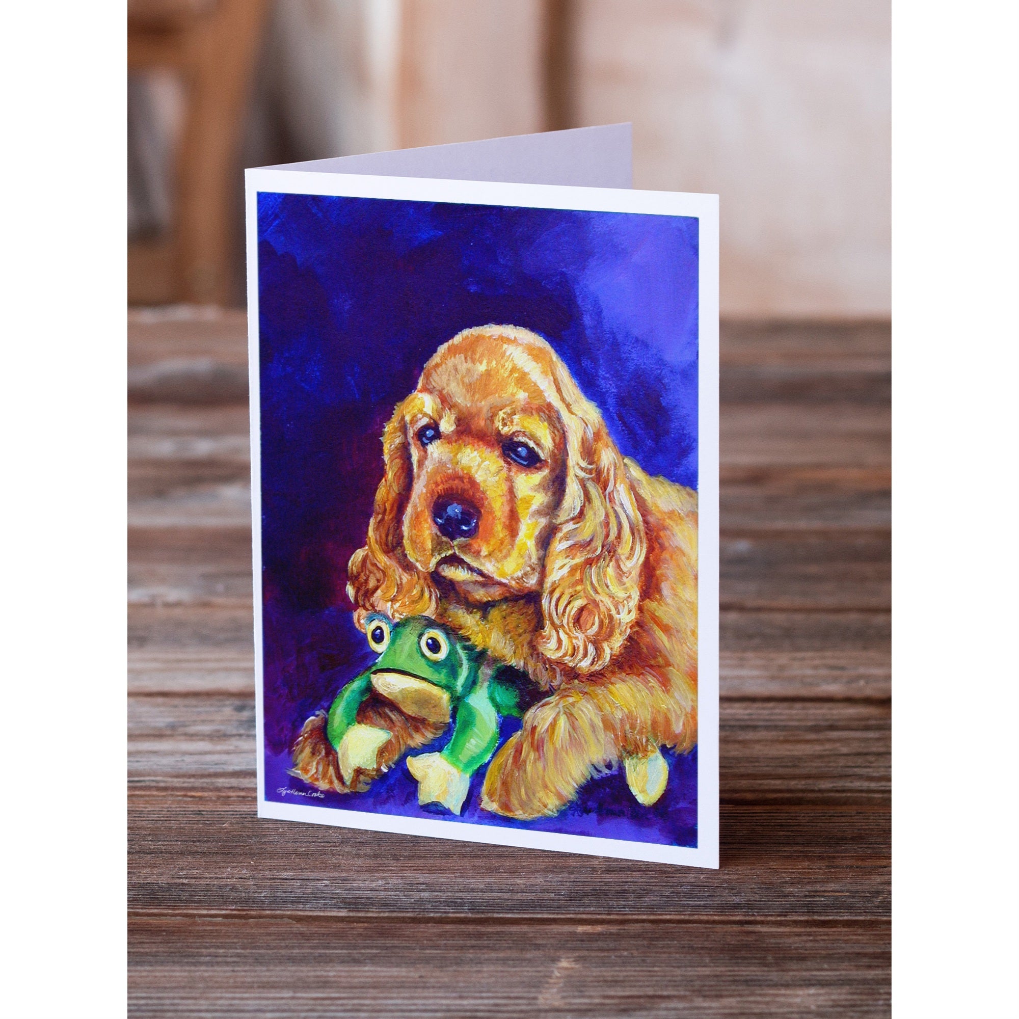 Cocker Spaniel With Frog Greeting Cards And Envelopes Pack Of 8