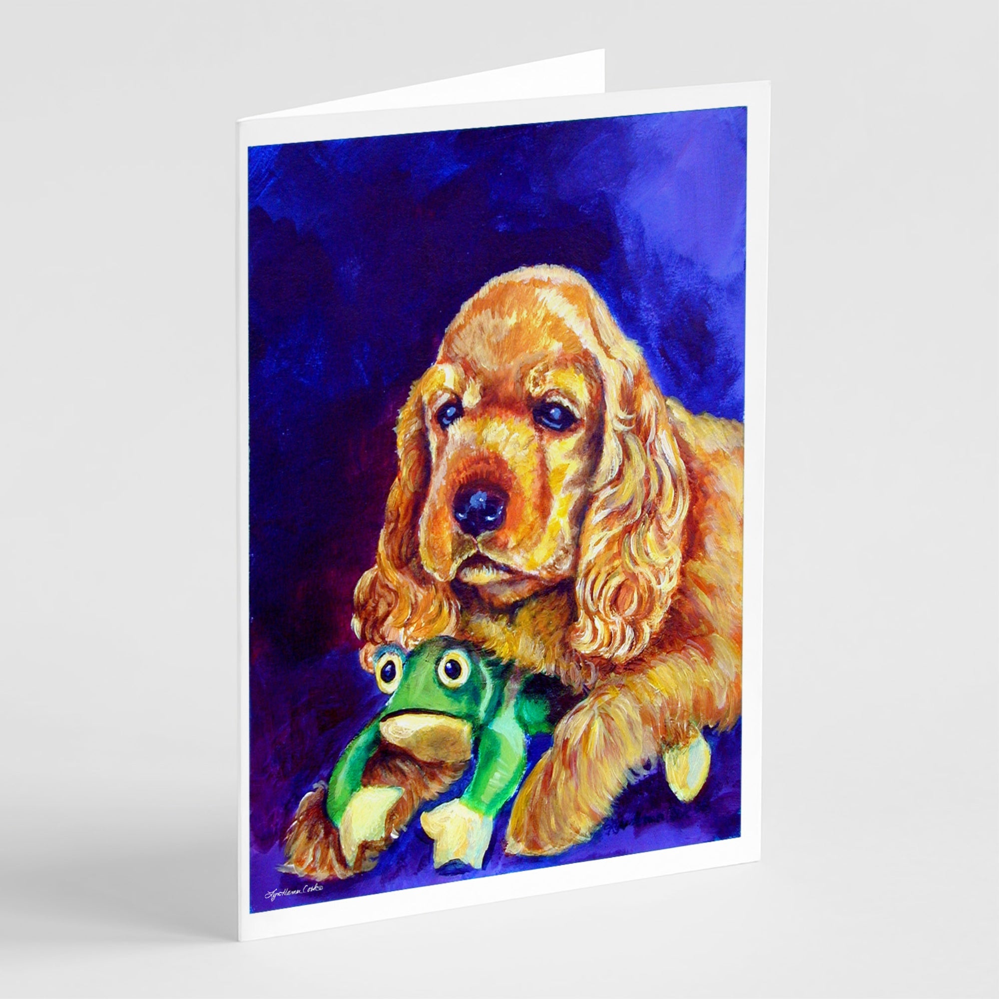Cocker Spaniel With Frog Greeting Cards And Envelopes Pack Of 8