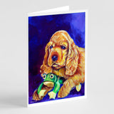 Cocker Spaniel With Frog Greeting Cards And Envelopes Pack Of 8