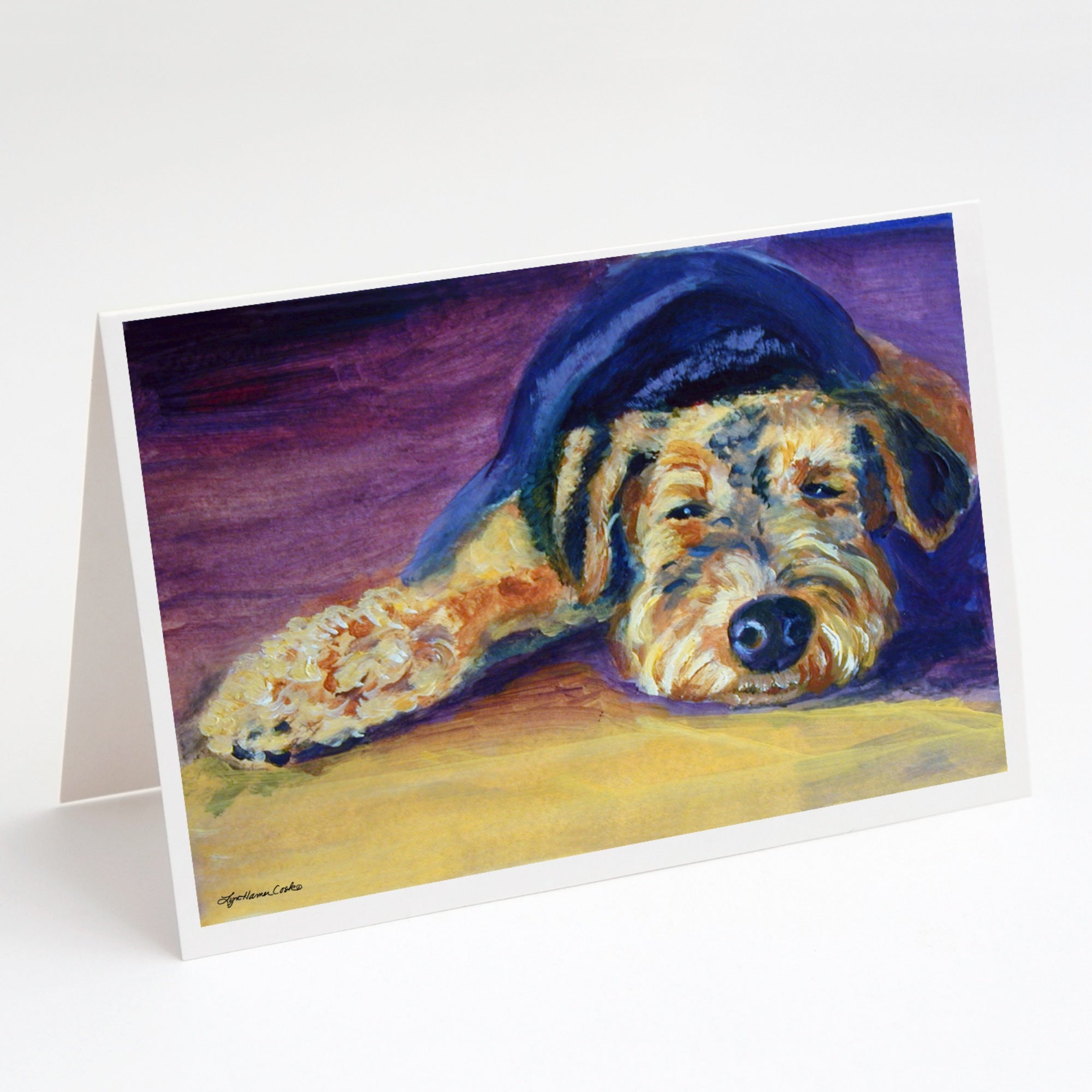 Snoozer Airedale Terrier Greeting Cards And Envelopes Pack Of 8