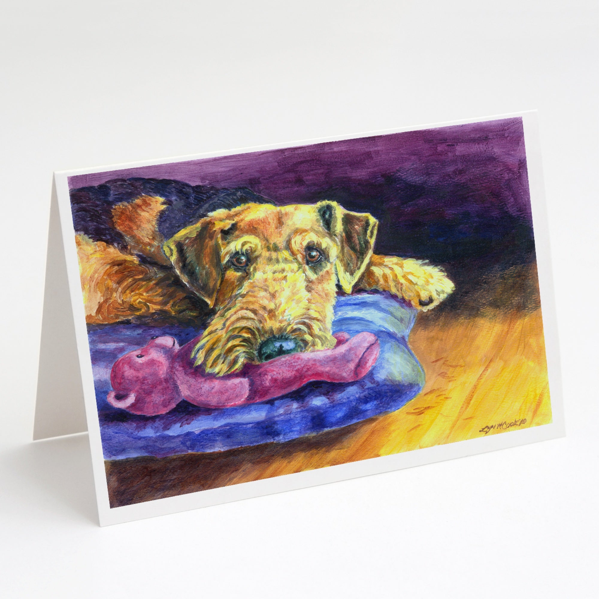 Airedale Terrier Teddy Bear Greeting Cards And Envelopes Pack Of 8
