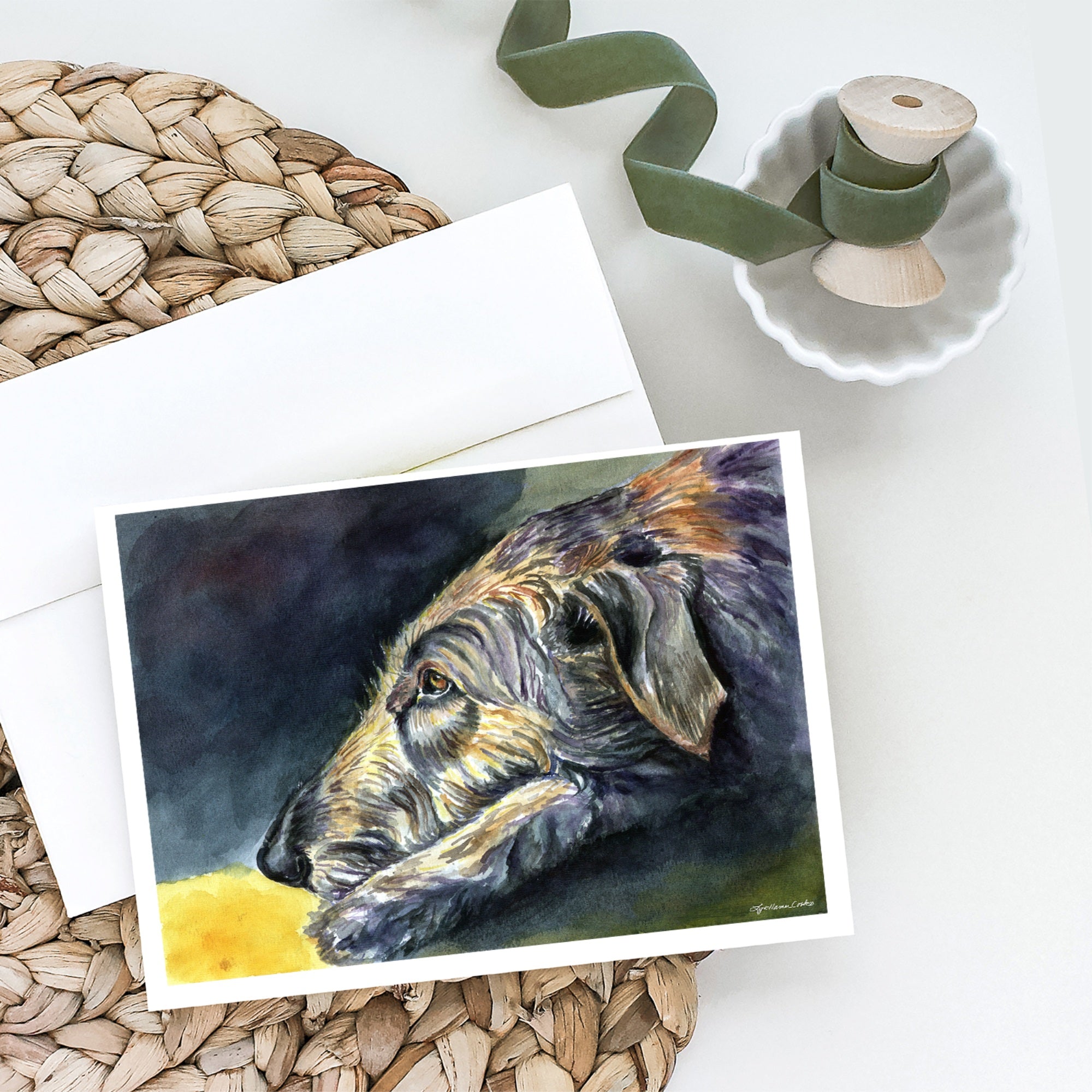 Irish Wolfhound Sleeper Greeting Cards And Envelopes Pack Of 8