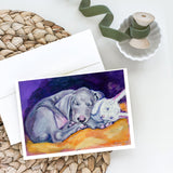 Weimaraner Snuggle Bunny Greeting Cards And Envelopes Pack Of 8