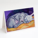 Weimaraner Snuggle Bunny Greeting Cards And Envelopes Pack Of 8
