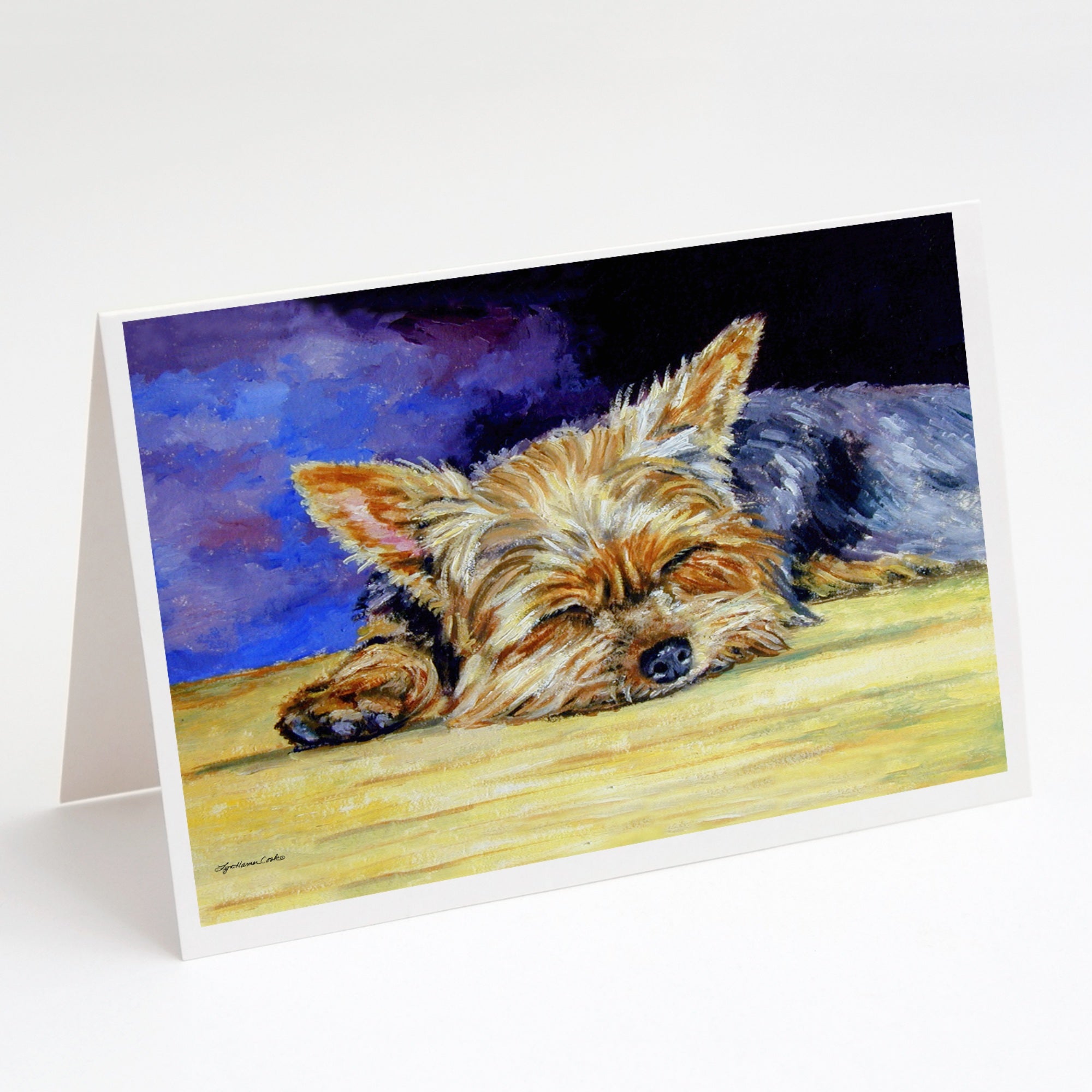Yorkie Taking A Nap Greeting Cards And Envelopes Pack Of 8