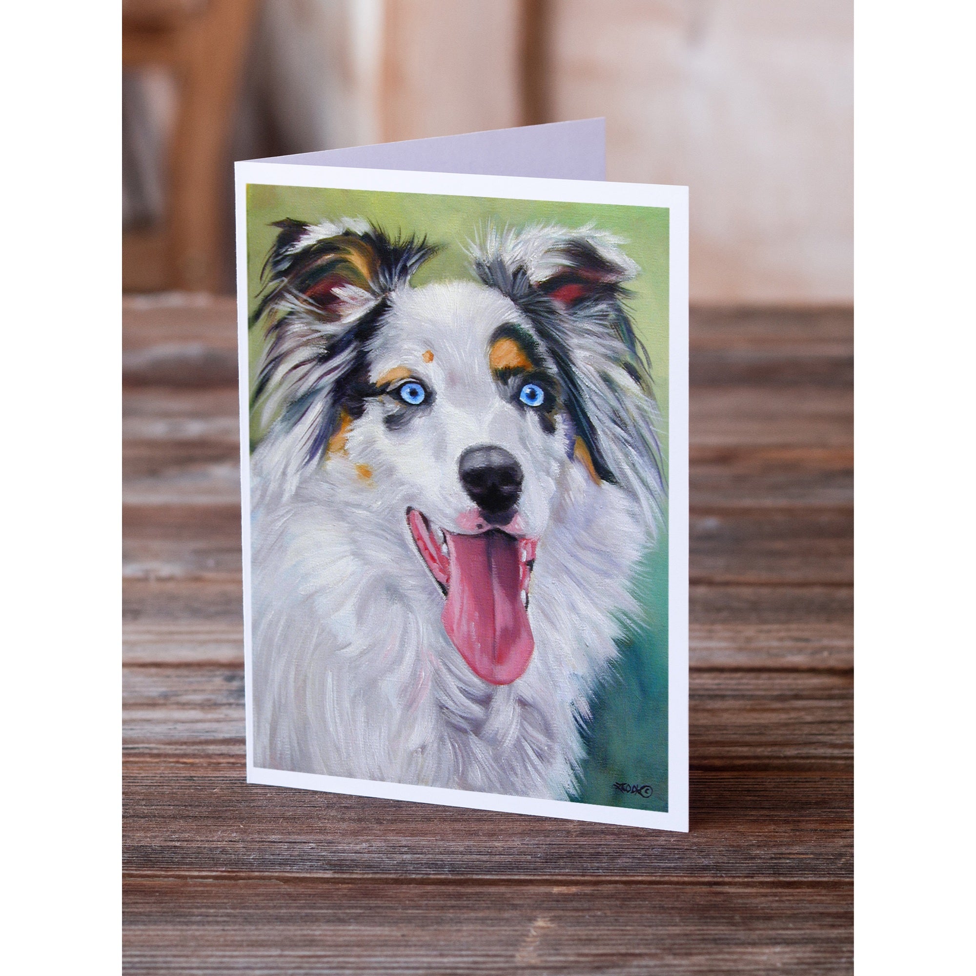Australian Shepherd Blue Eyes Greeting Cards And Envelopes Pack Of 8