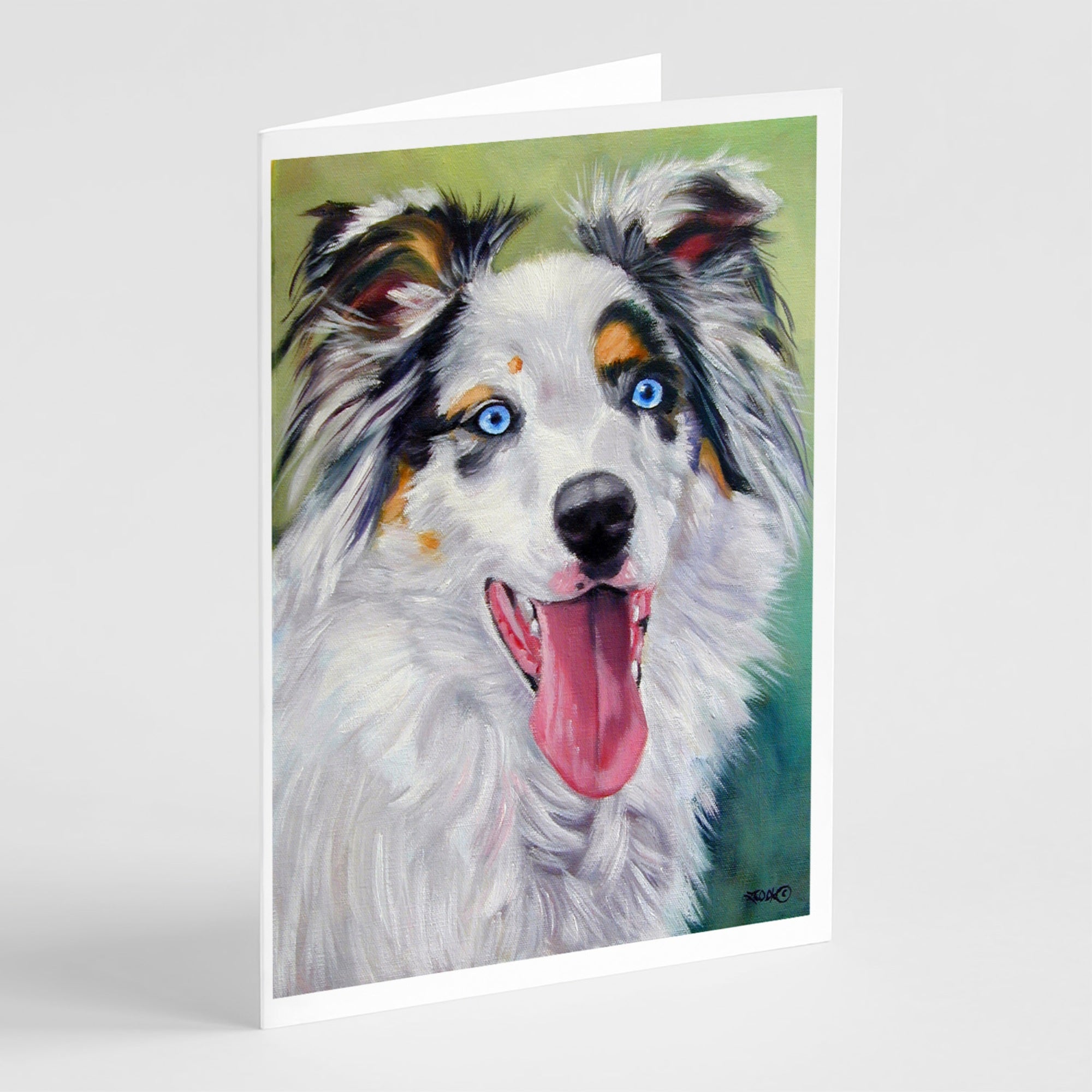 Australian Shepherd Blue Eyes Greeting Cards And Envelopes Pack Of 8