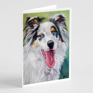 Australian Shepherd Blue Eyes Greeting Cards And Envelopes Pack Of 8