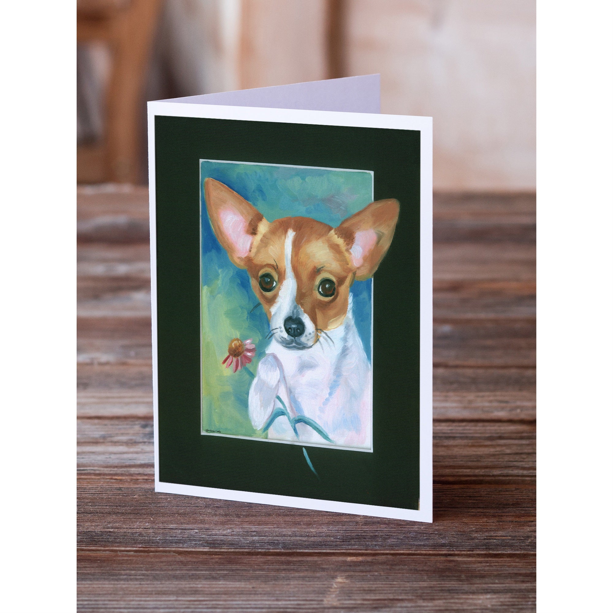 Chihuahua And Daisy Greeting Cards And Envelopes Pack Of 8