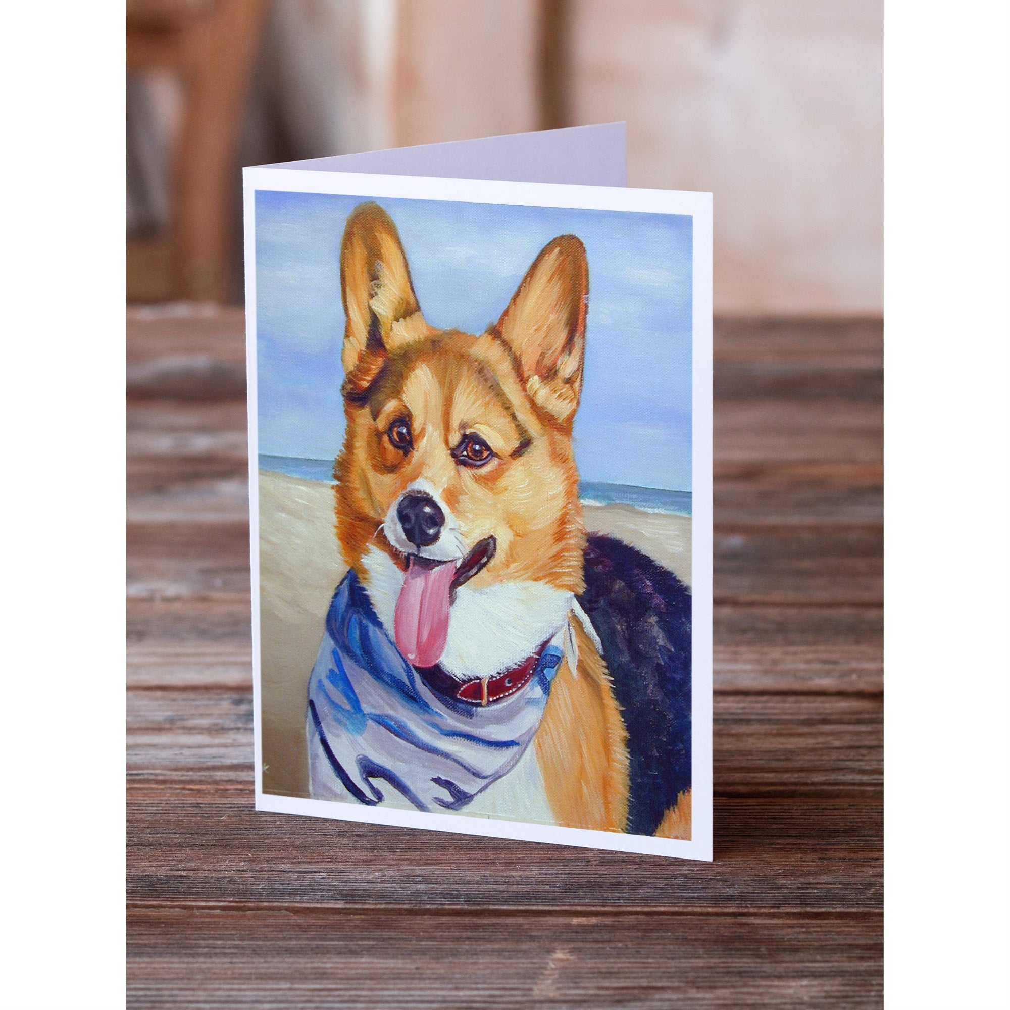 Corgi Beach Bandana Greeting Cards And Envelopes Pack Of 8