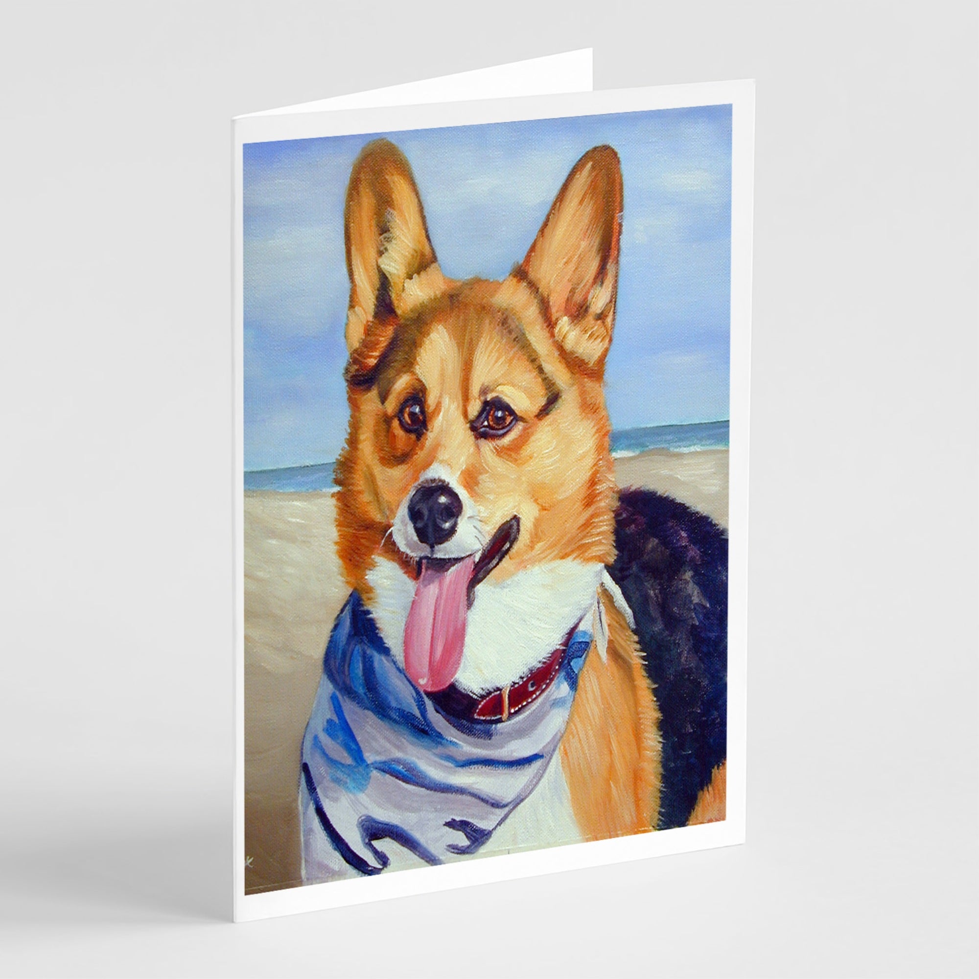 Corgi Beach Bandana Greeting Cards And Envelopes Pack Of 8