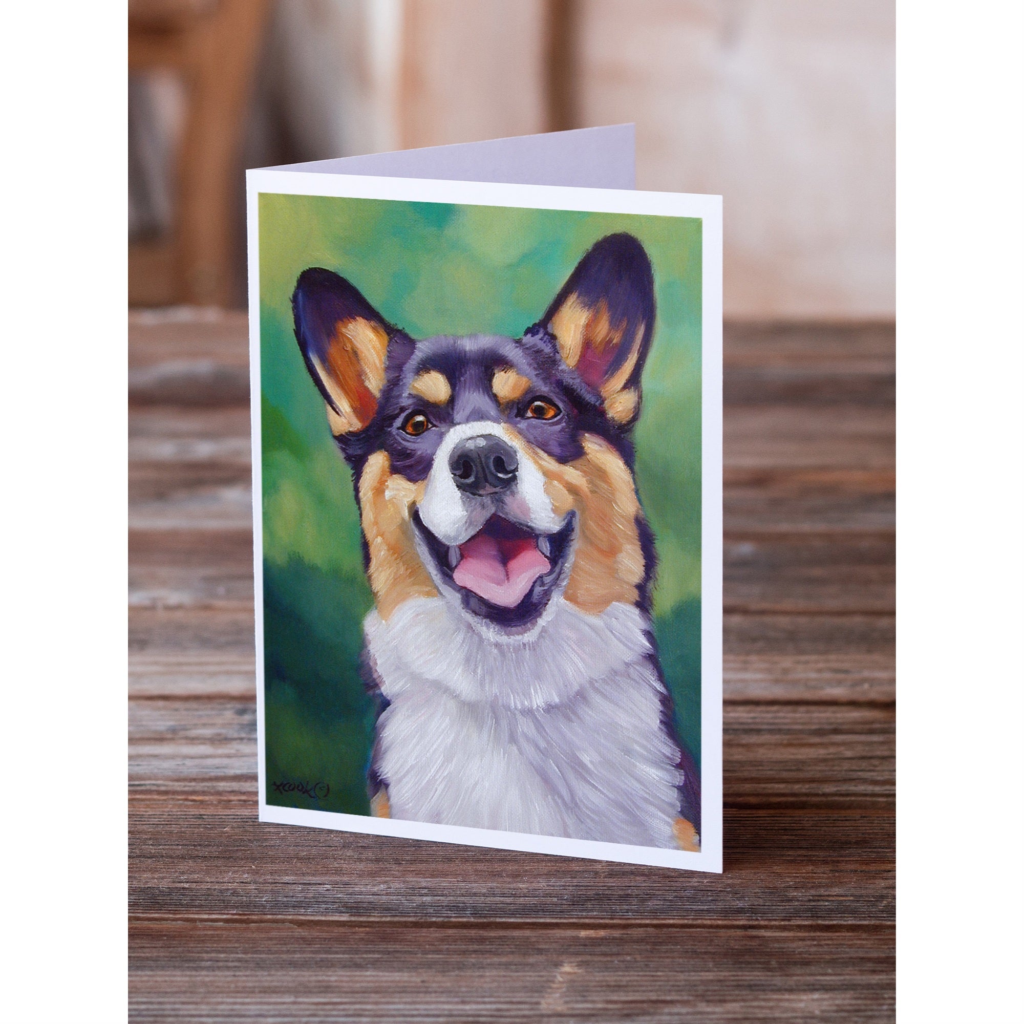Tricolor Pembroke Corgi Greeting Cards And Envelopes Pack Of 8