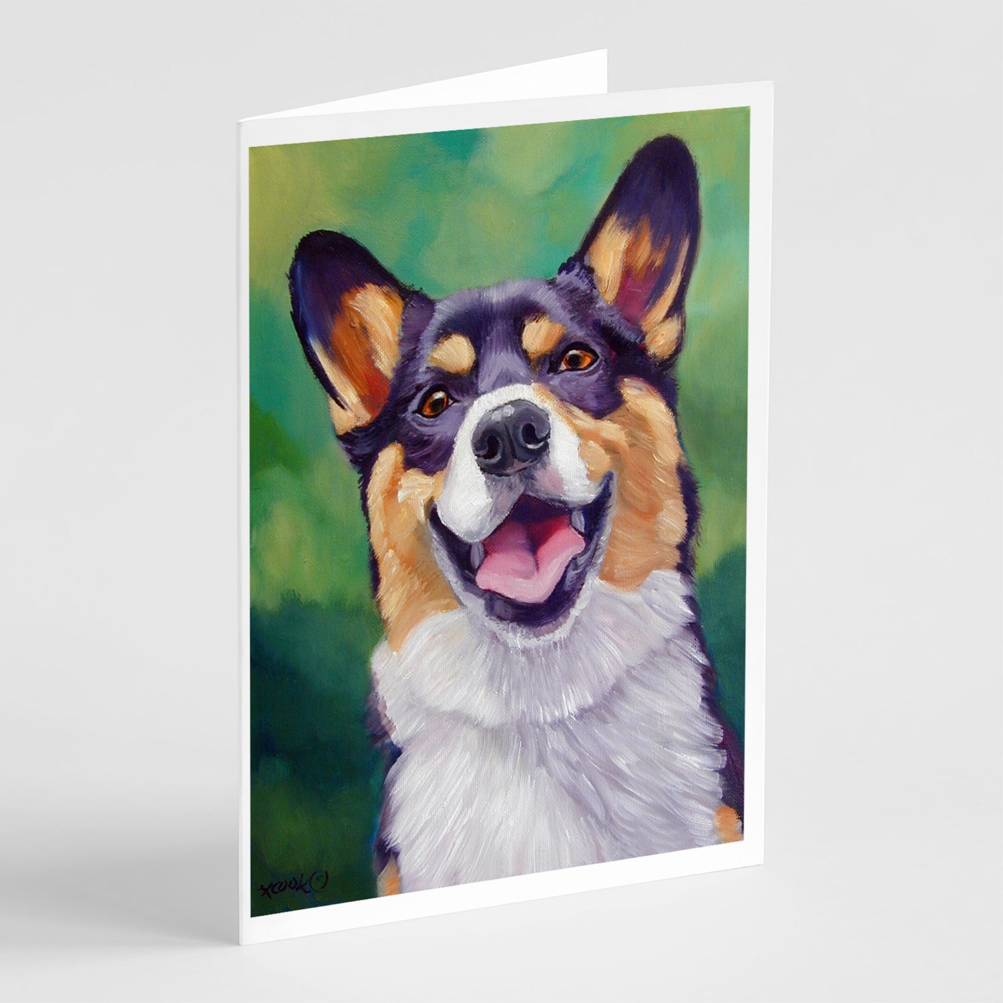 Tricolor Pembroke Corgi Greeting Cards And Envelopes Pack Of 8