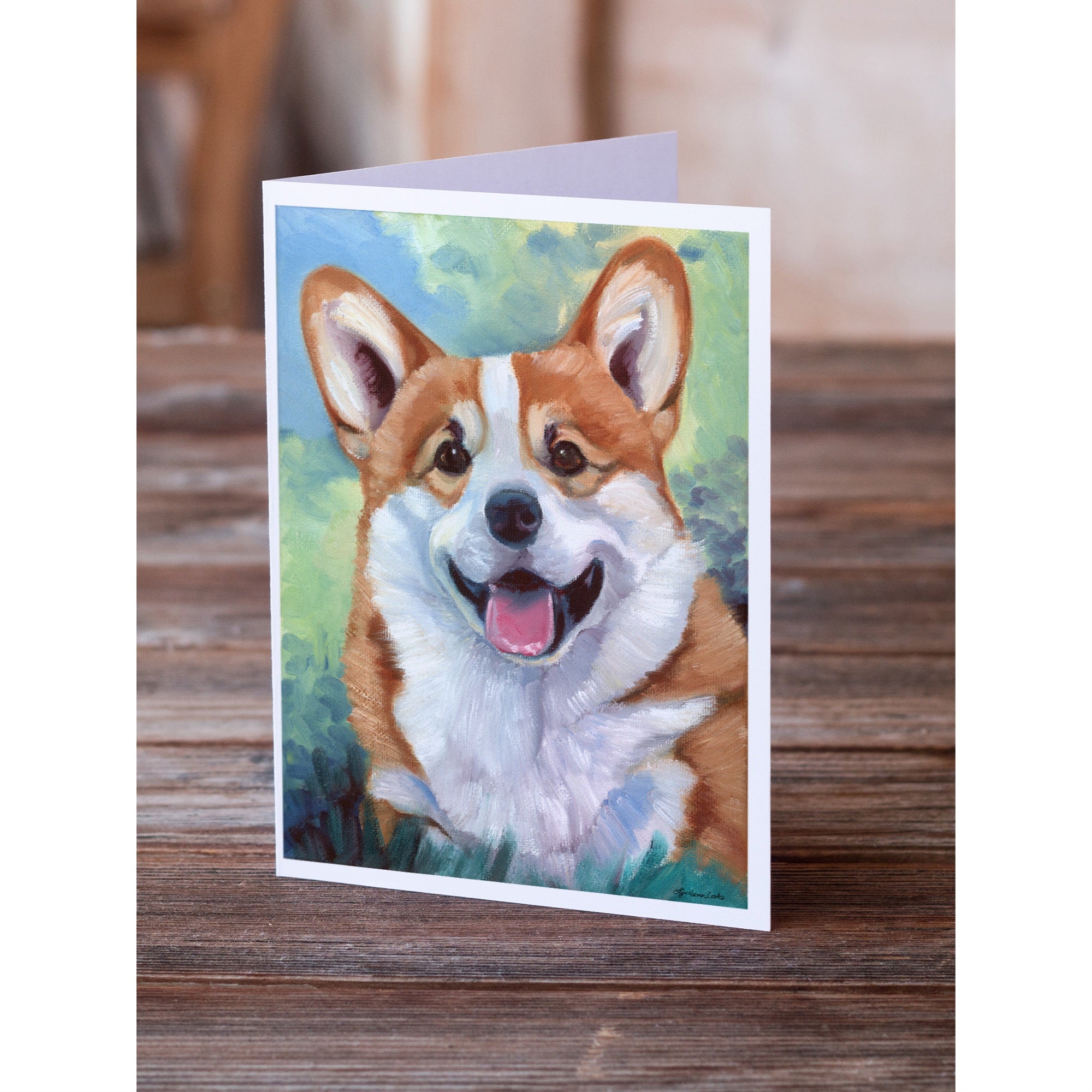 Pembroke Corgi Happy Face Greeting Cards And Envelopes Pack Of 8