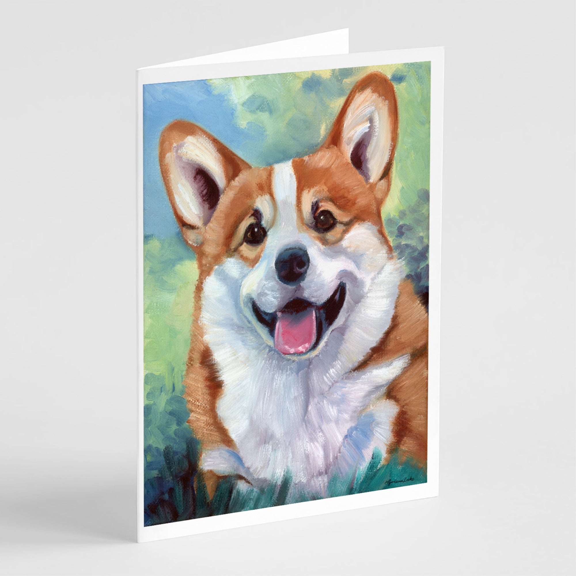 Pembroke Corgi Happy Face Greeting Cards And Envelopes Pack Of 8
