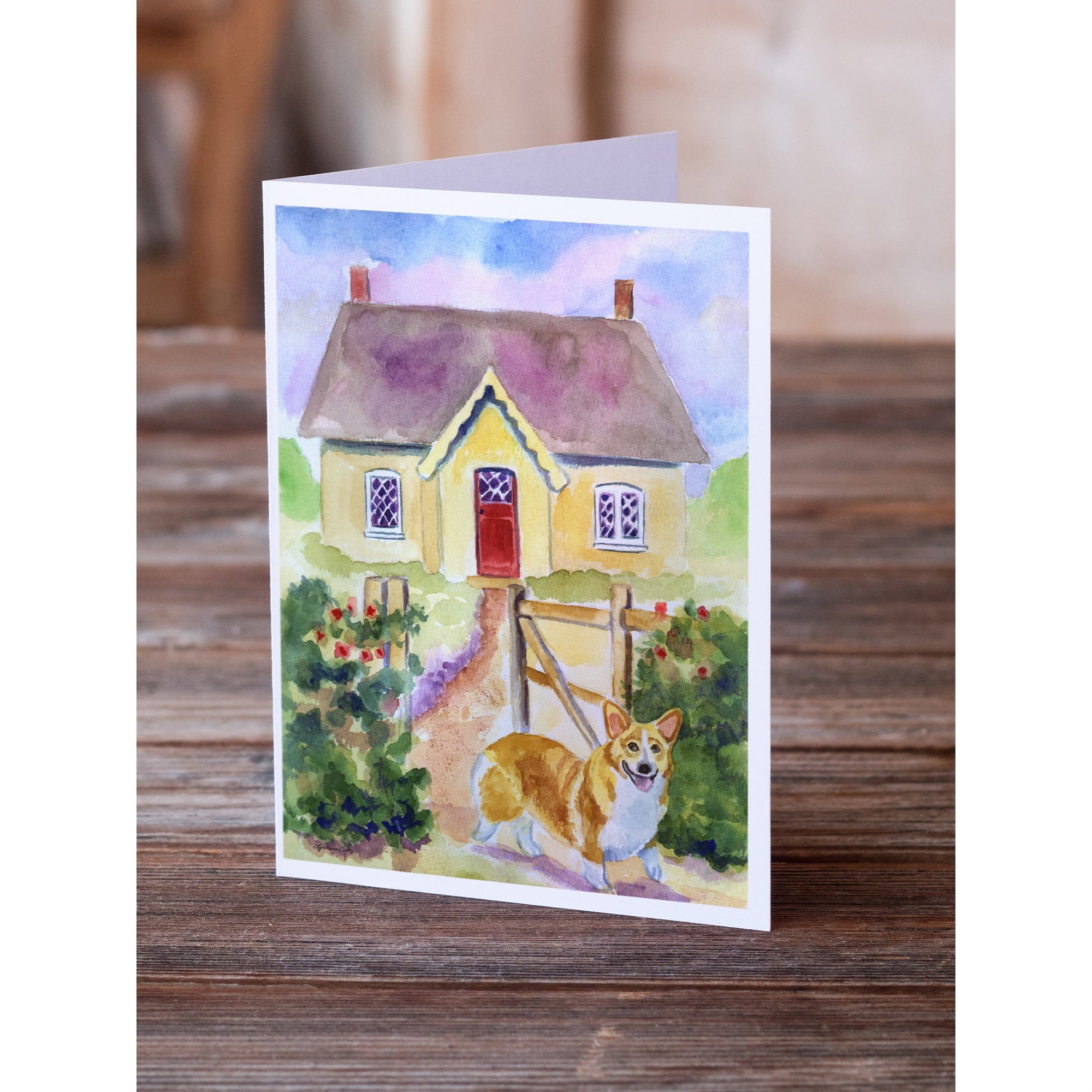 Pembroke Corgi Cottage Visit Greeting Cards And Envelopes Pack Of 8