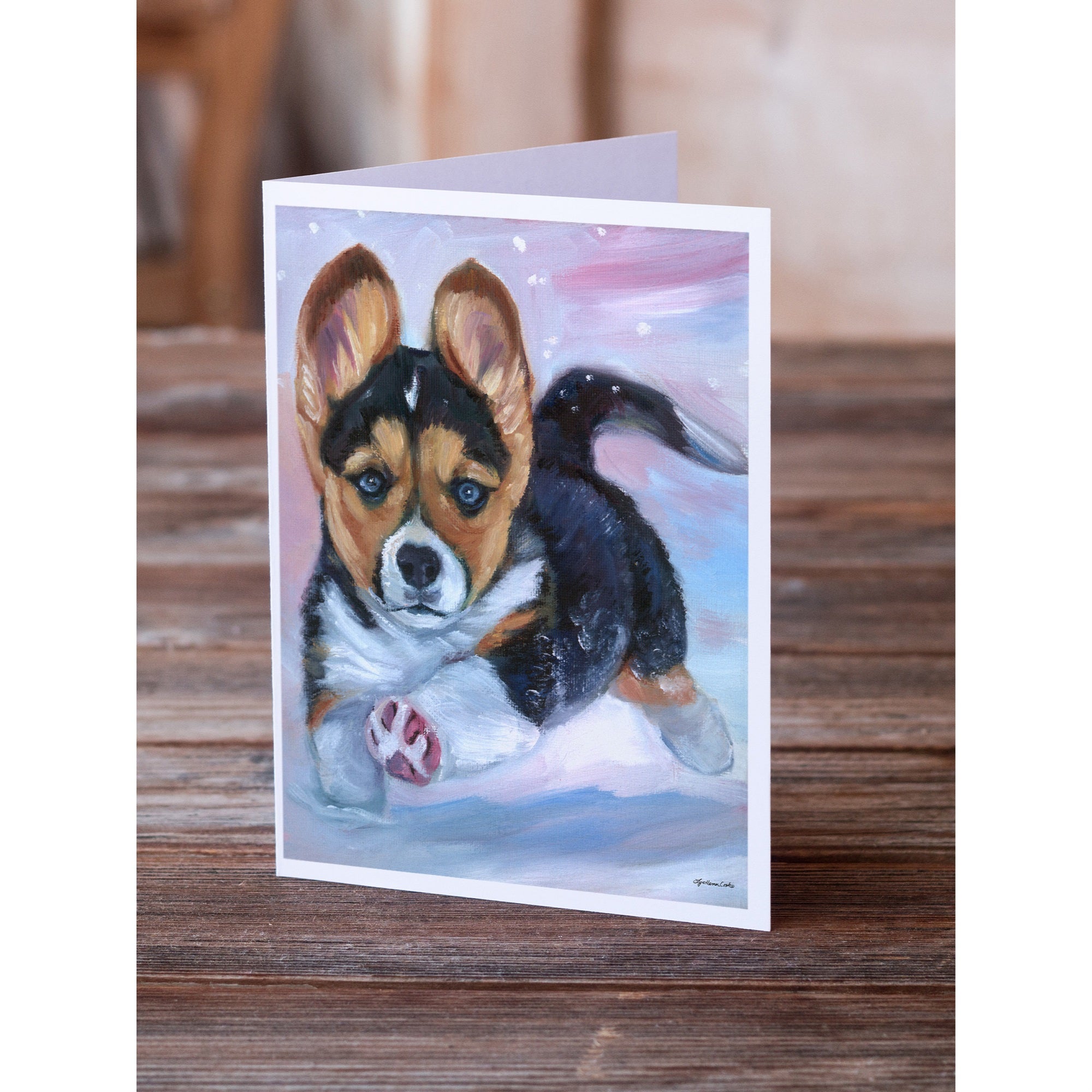 Puppy Chase Corgi Greeting Cards And Envelopes Pack Of 8