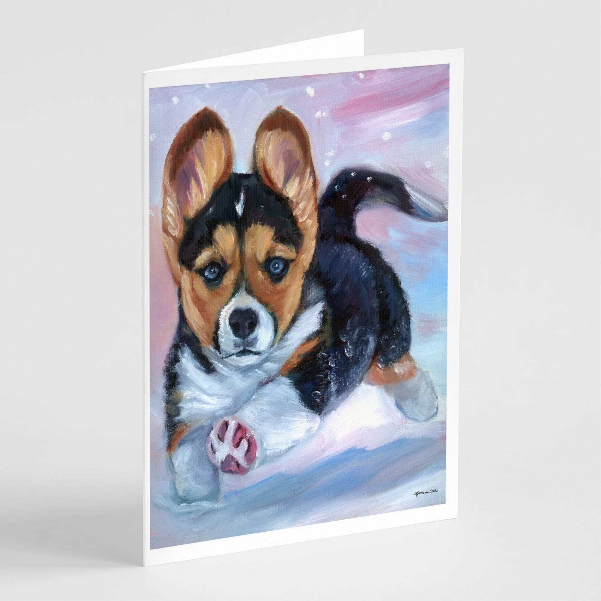 Puppy Chase Corgi Greeting Cards And Envelopes Pack Of 8