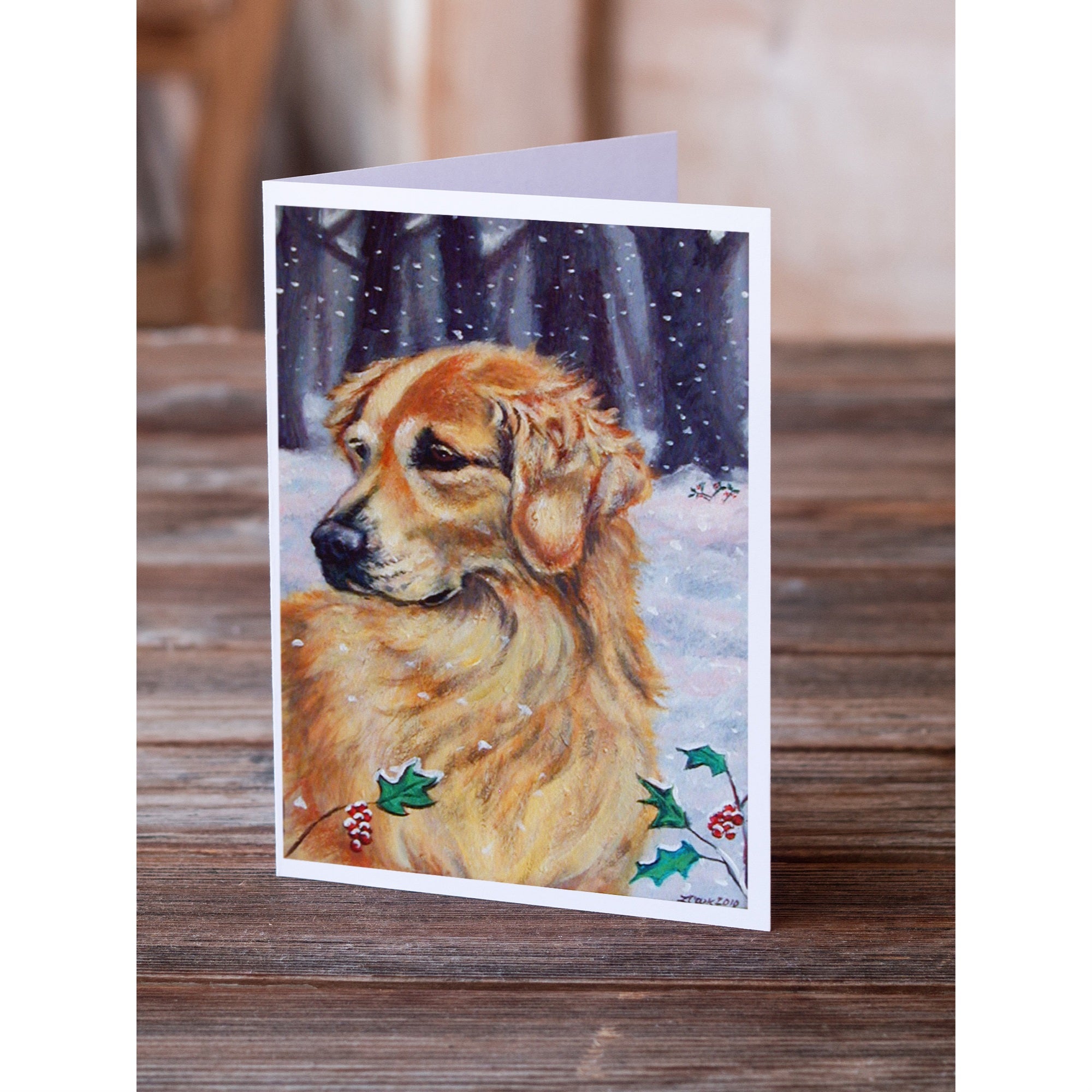 Golden Retriver Holly Greeting Cards And Envelopes Pack Of 8