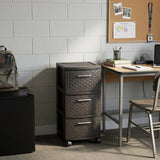 13 Espresso Heavy Duty Plastic Three Drawer Rolling Storage Cabinet