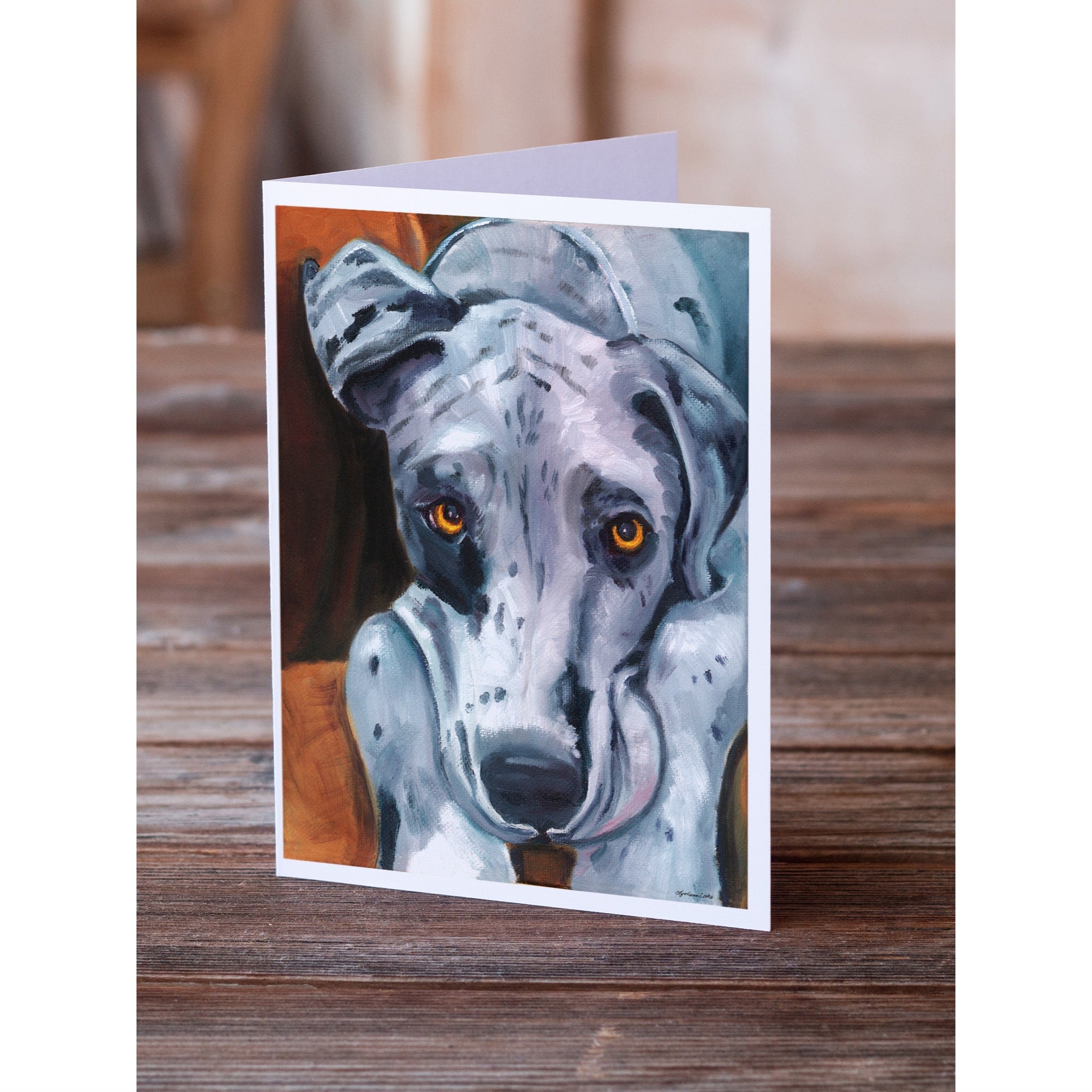 Great Dane Waiting Patiently Greeting Cards And Envelopes Pack Of 8
