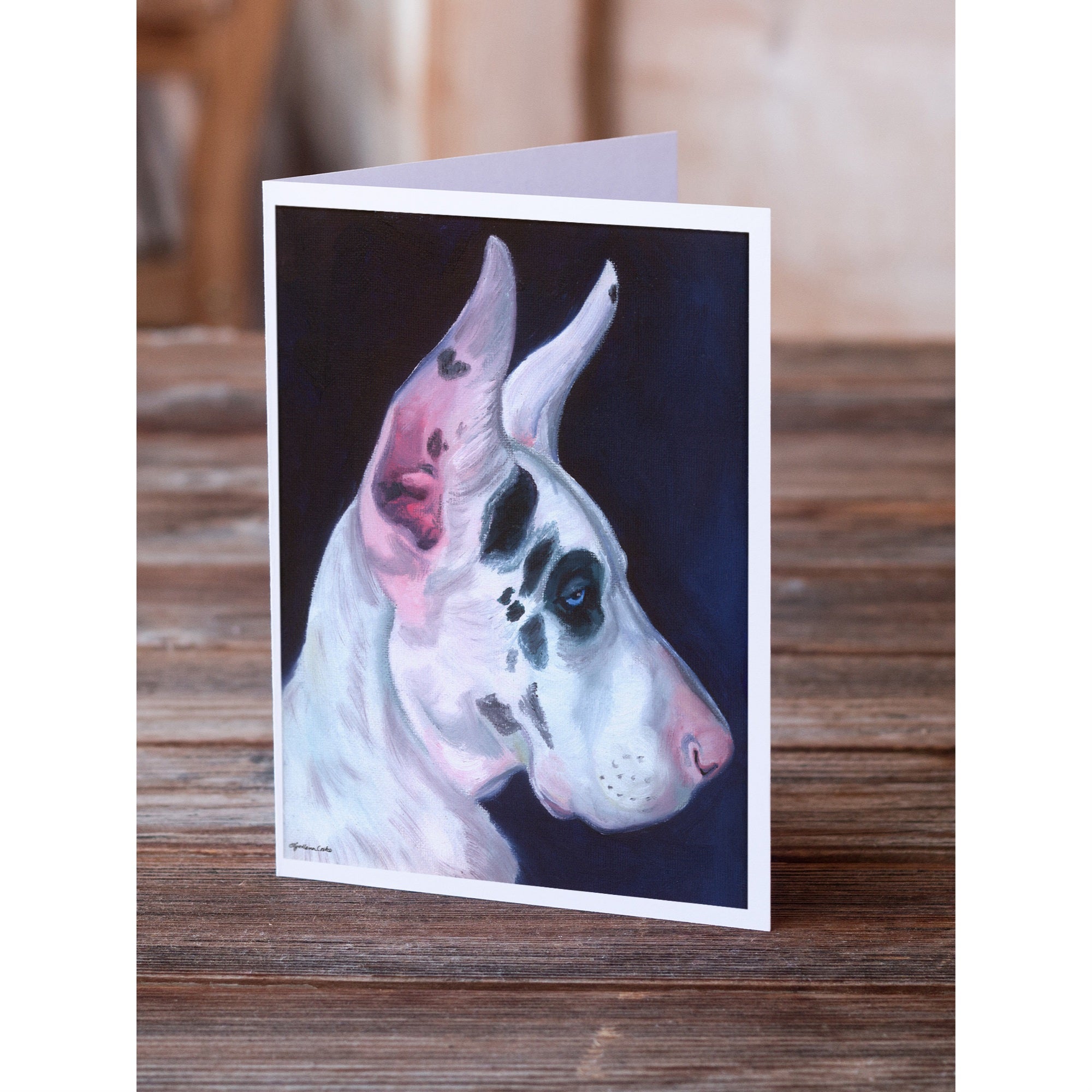 Great Dane Harlequin Greeting Cards And Envelopes Pack Of 8