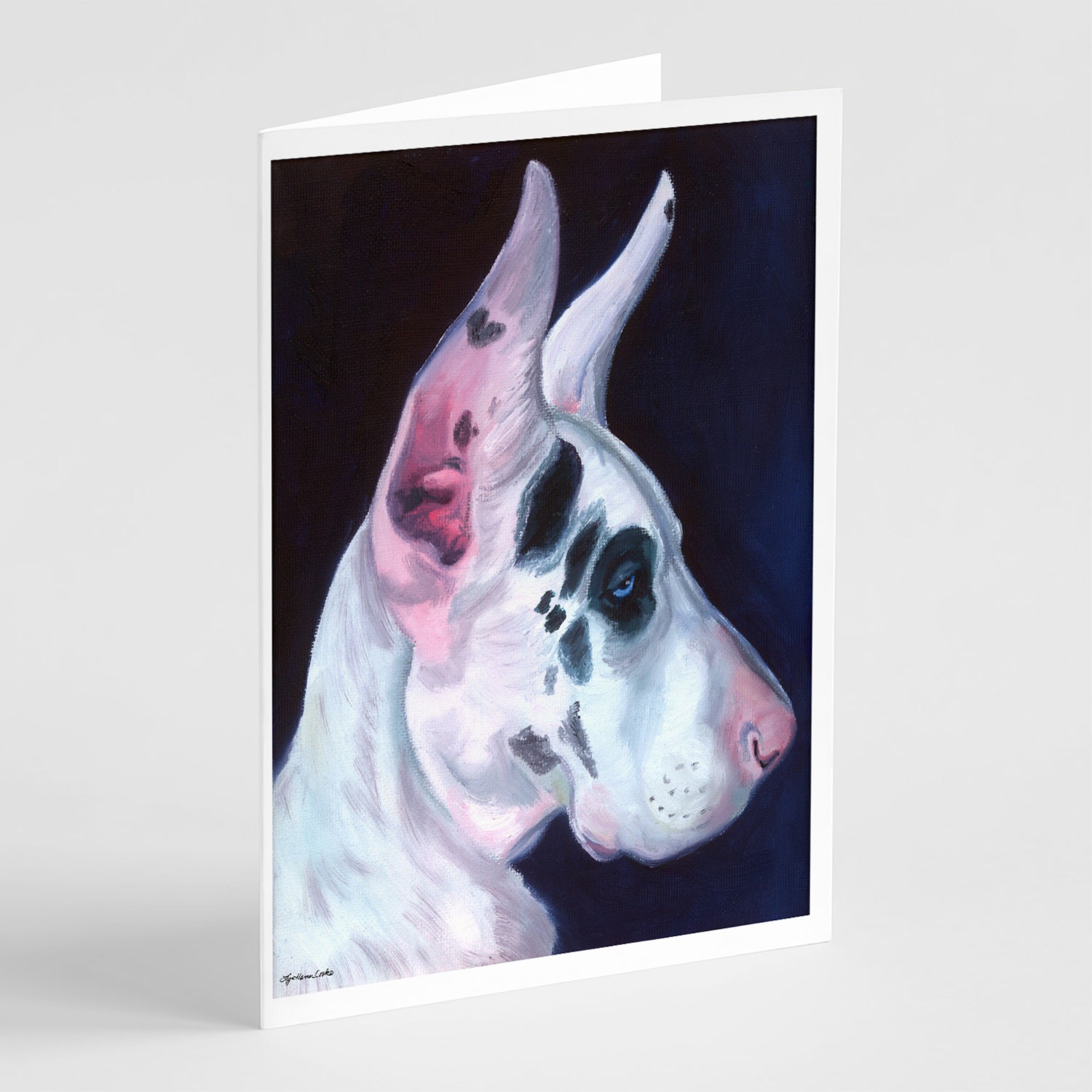 Great Dane Harlequin Greeting Cards And Envelopes Pack Of 8