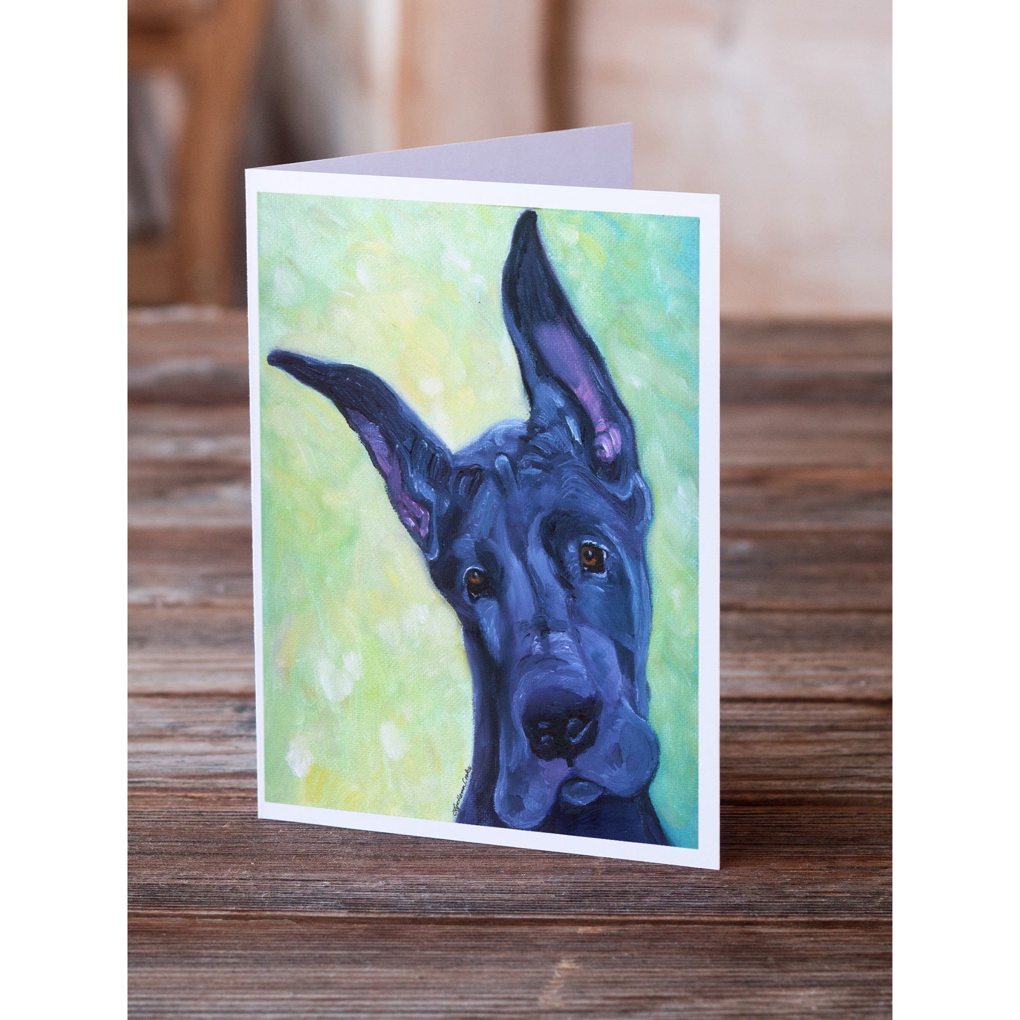 Great Dane Midnight Puppy Greeting Cards And Envelopes Pack Of 8